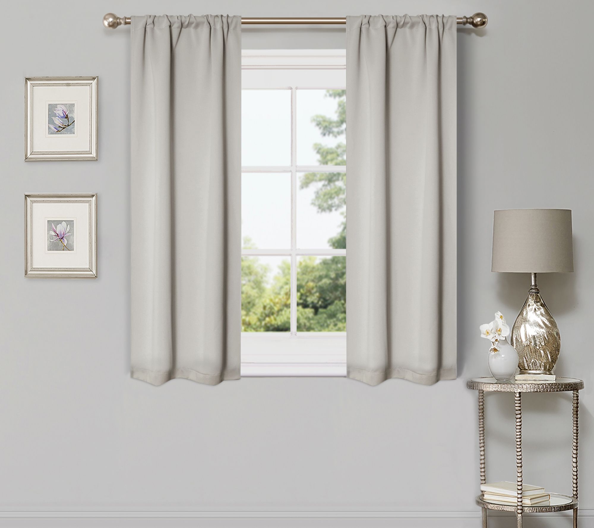 Superior Modern Solid Blackout 2-Piece Curtain Set, 26X63