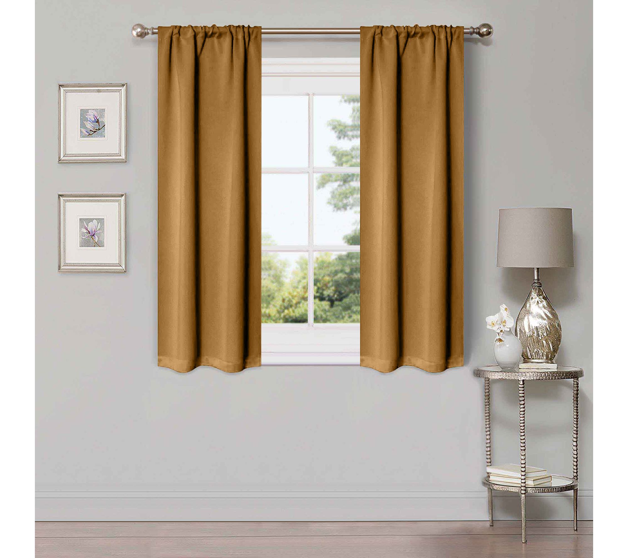 Superior Modern Solid Blackout 2-Piece Curtain Set, 26X63