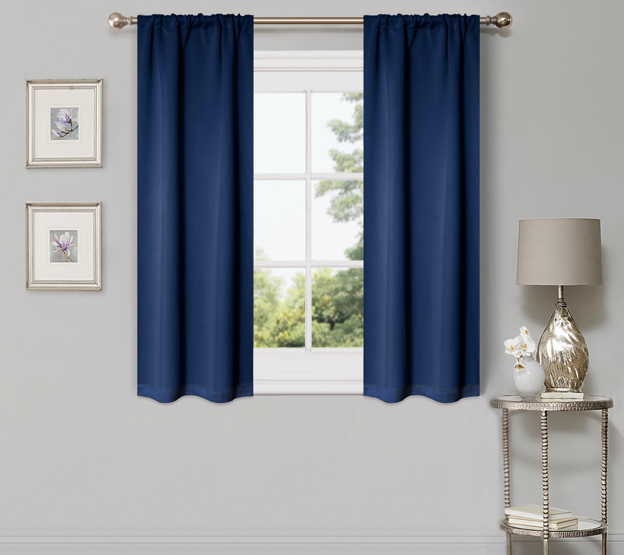 Superior Modern Solid Blackout 2-Piece Curtain Set, 26X63