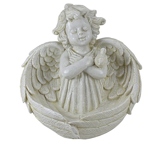 Northlight 9" Cherub Angel Wings Bird Feeder Garden Statue