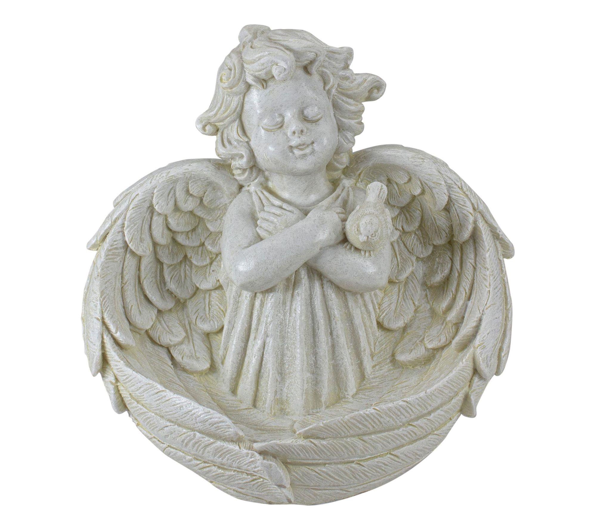 Northlight 9" Cherub Angel Wings Bird Feeder Gaden Statue