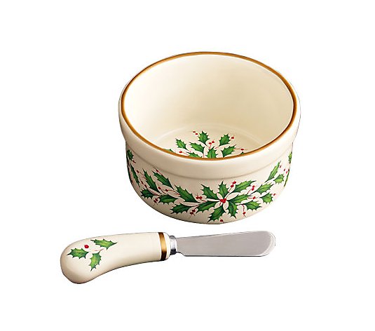 Lenox Holiday Dip Bowl with Spreader