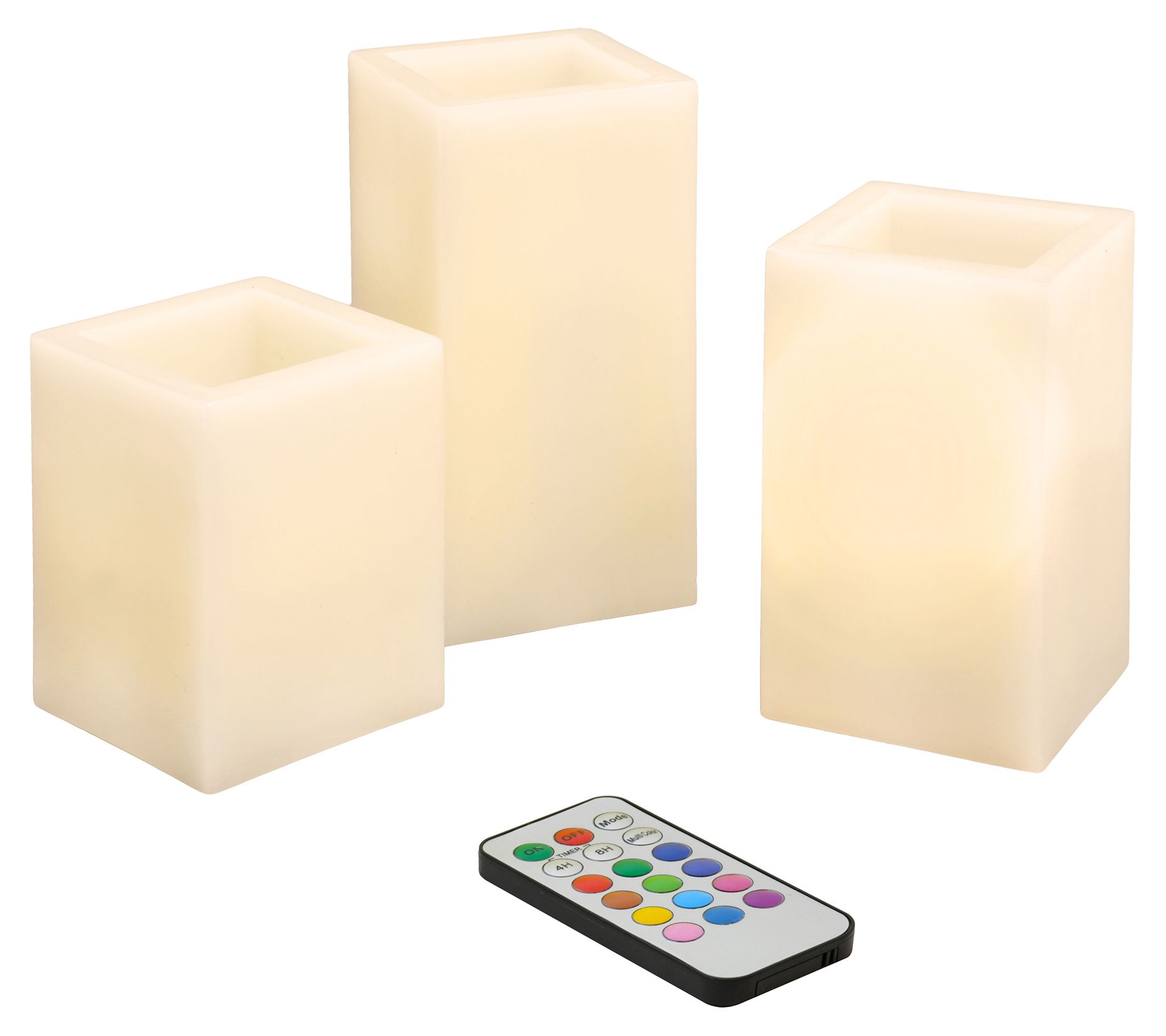 LumaBase Set of 3 Flameless Pillars with Remote