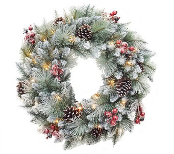 30" Glitter Mixed Pine Wreath by Santa's Workshop - H333091