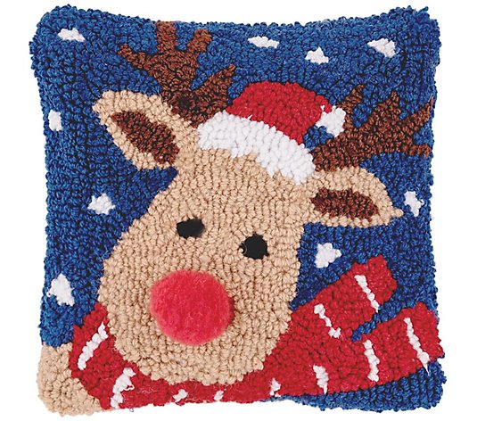Christmas Reindeer Hooked Pillow by C&F Home