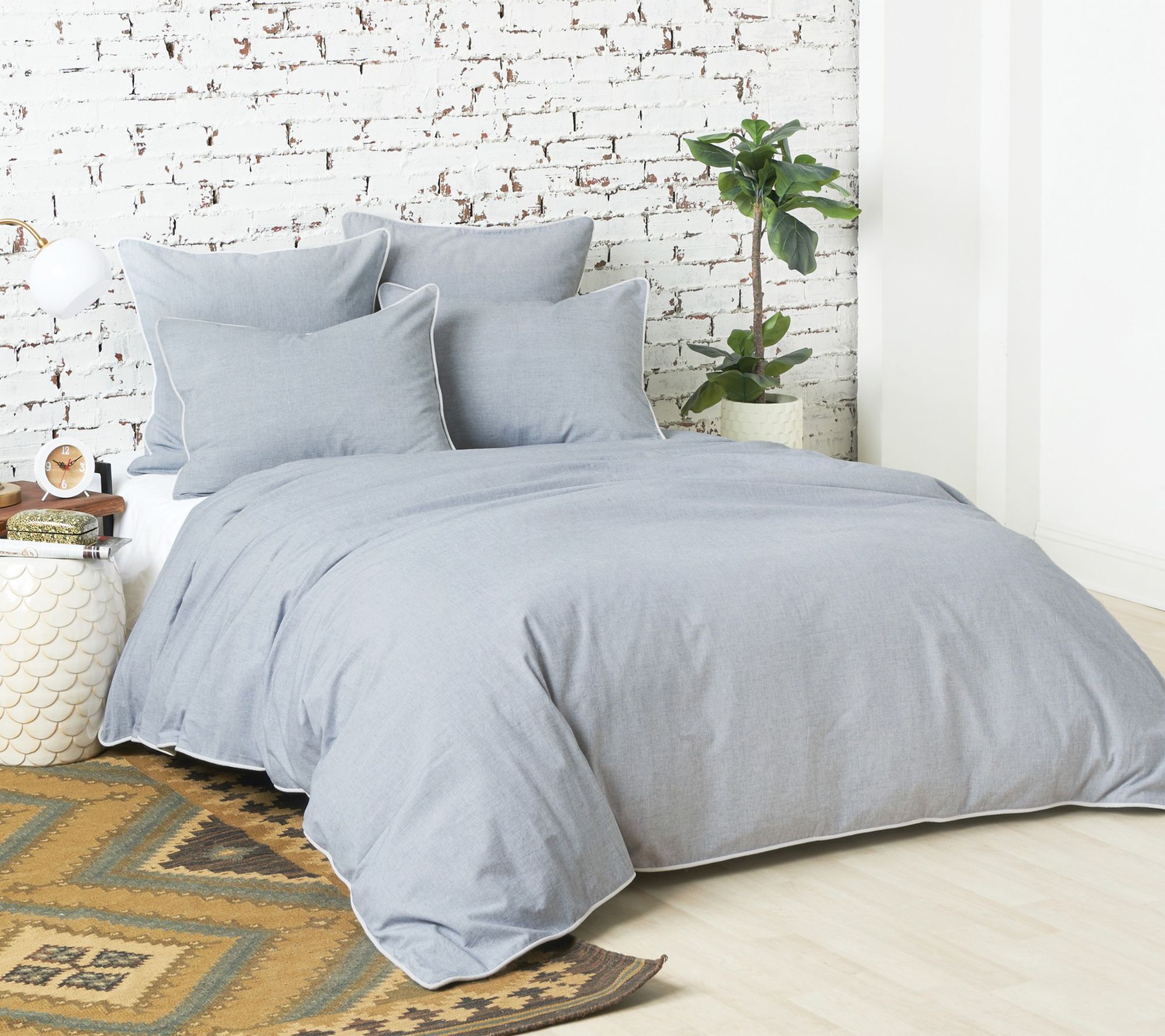 Tate Indigo Queen Duvet Cover By C F Home Qvc Com