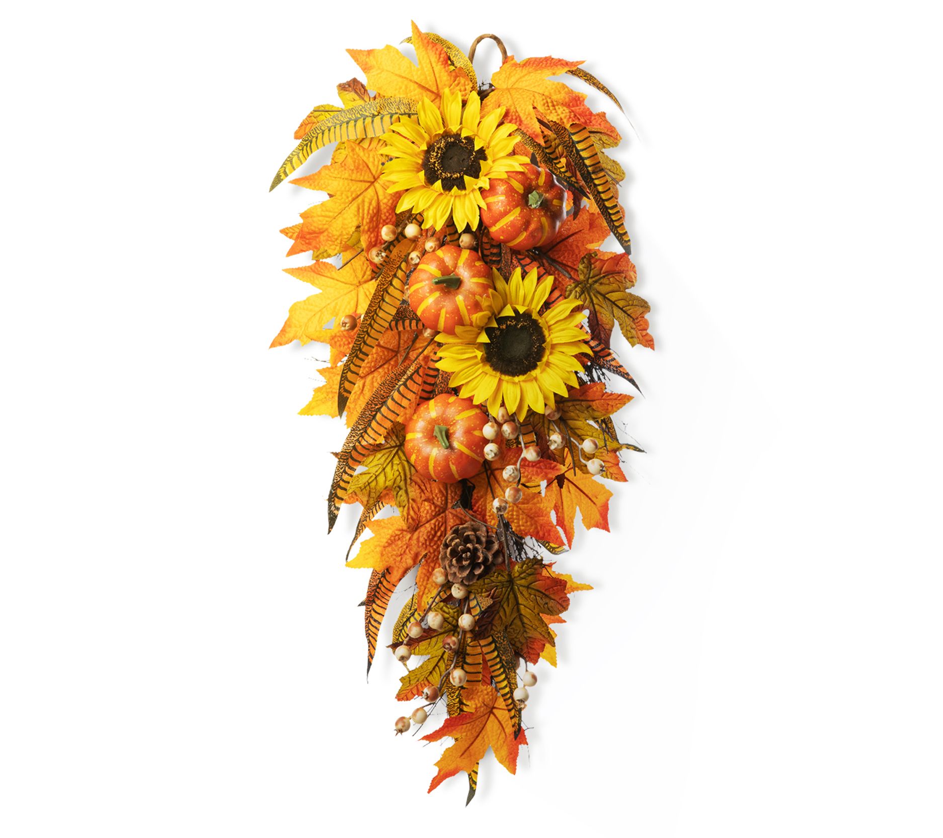 Glitzhome 26" Sunflower Pumpkin Leaf Fall Autumn Swag