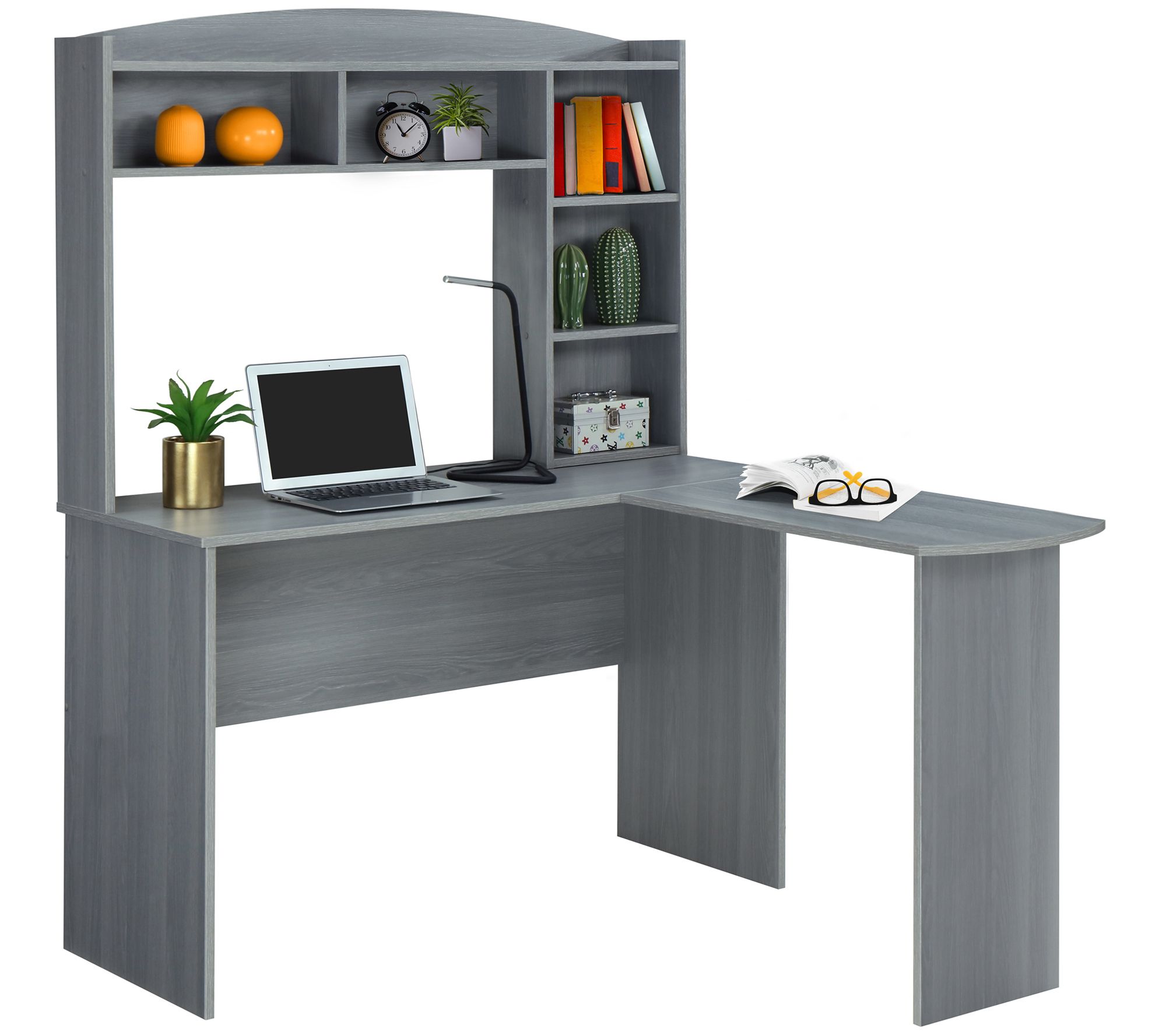 Techni Mobili Modern LShaped Computer Desk with Hutch
