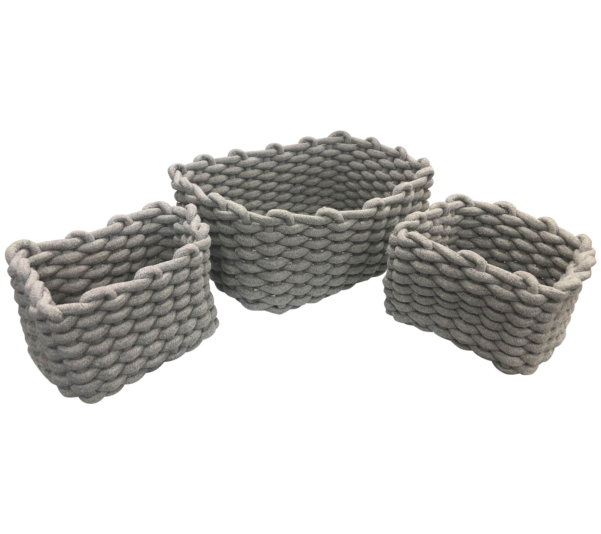 StorAll 3Piece Assorted Size Cotton Woven Basket Set