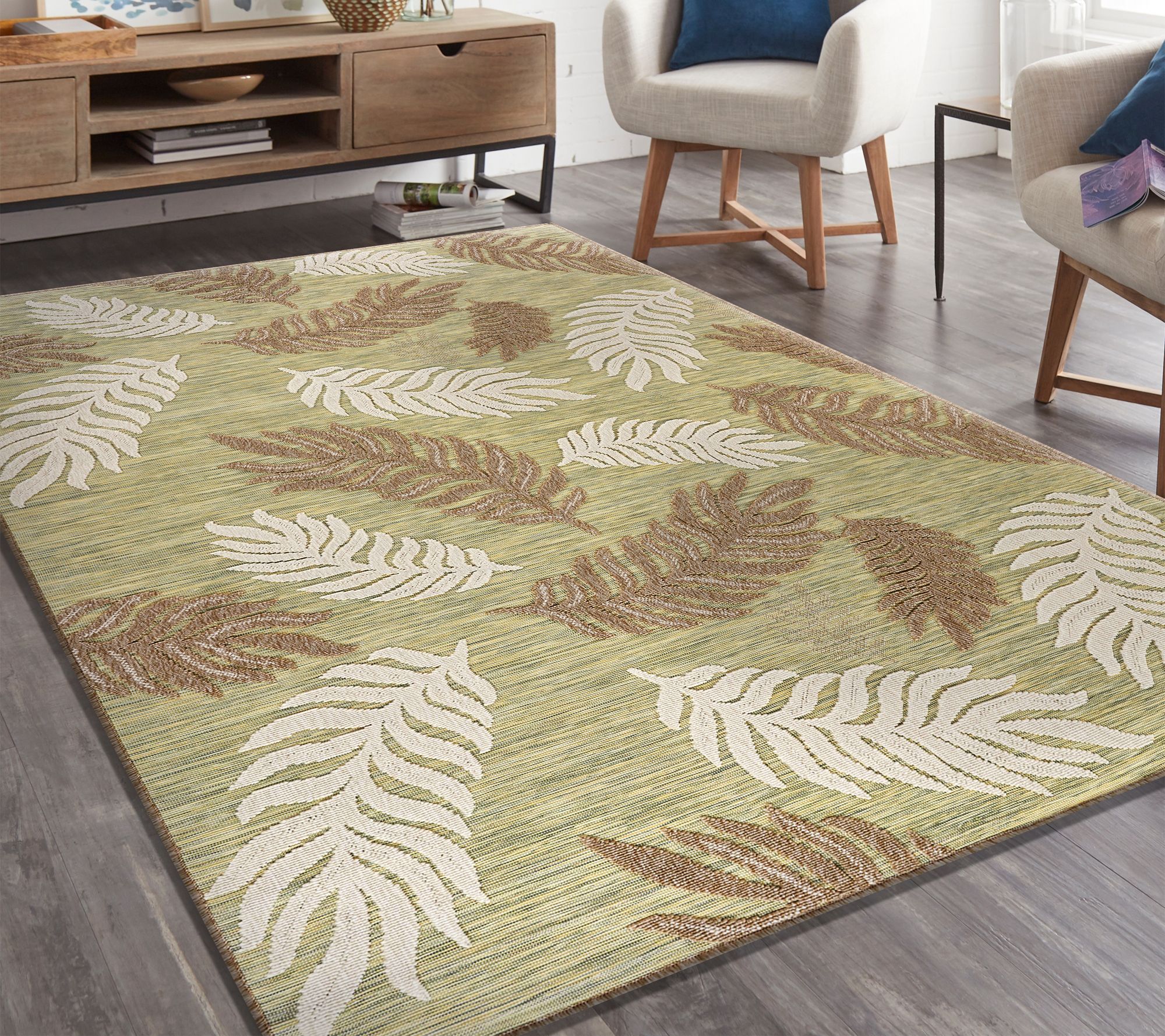 Ox Bay Tropical Leaf Indoor/Outdoor 7'9" x 9'9"Retreat Rug