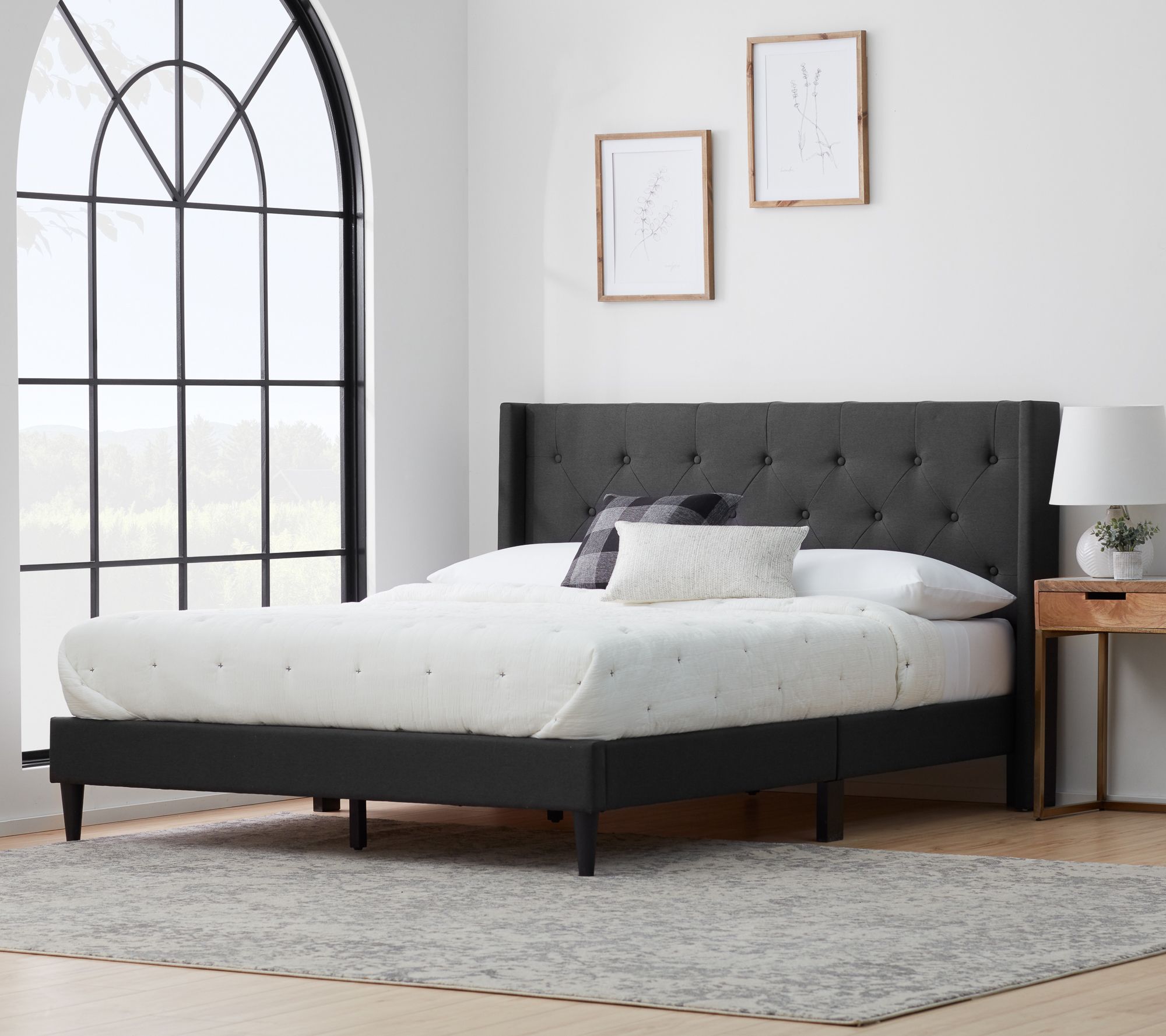 Brookside Bella Wingback Upholstered King Bed - QVC.com