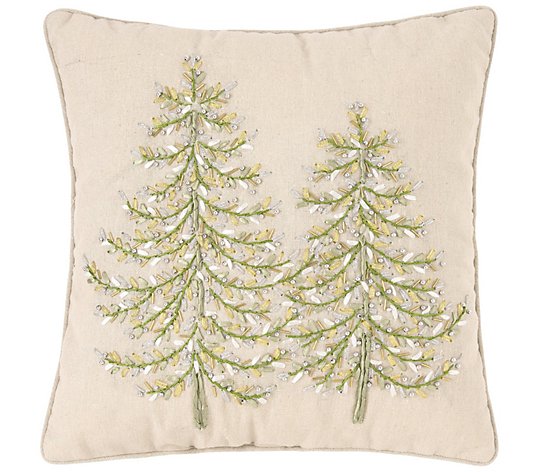 C&F Home Winter Garden Ribbon Art Tree Pillow