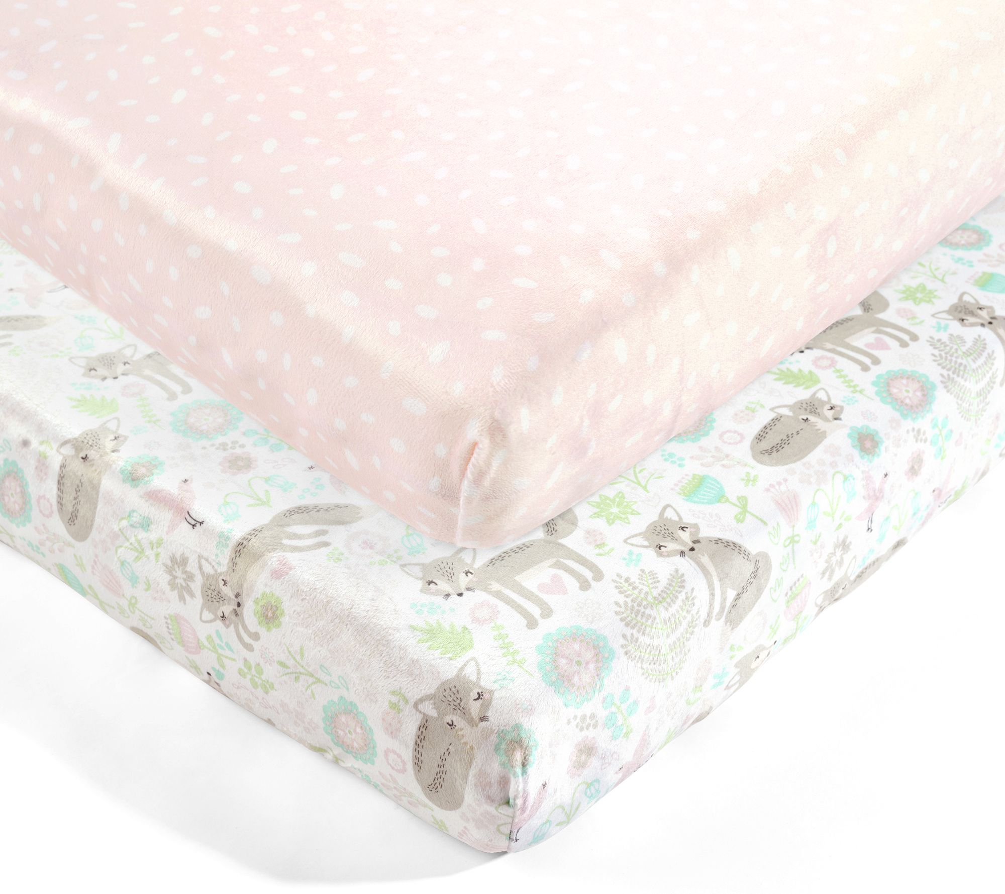 Lush Decor Baby Pixie Fox Micromink Set of 2 Crib Sheets