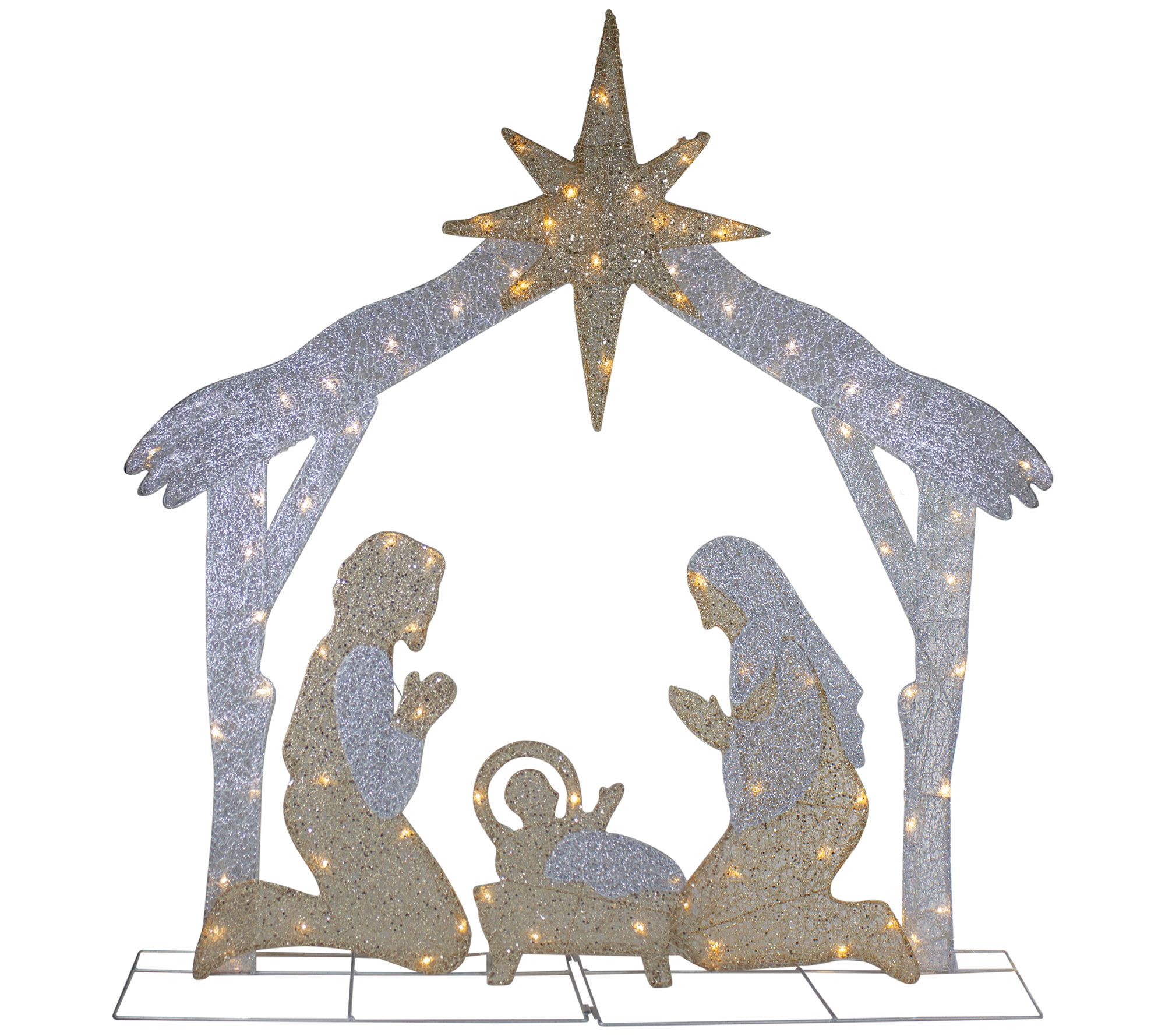 Norhtlight 44" LED Lighted Holy Family Nativity Scene Outdoor