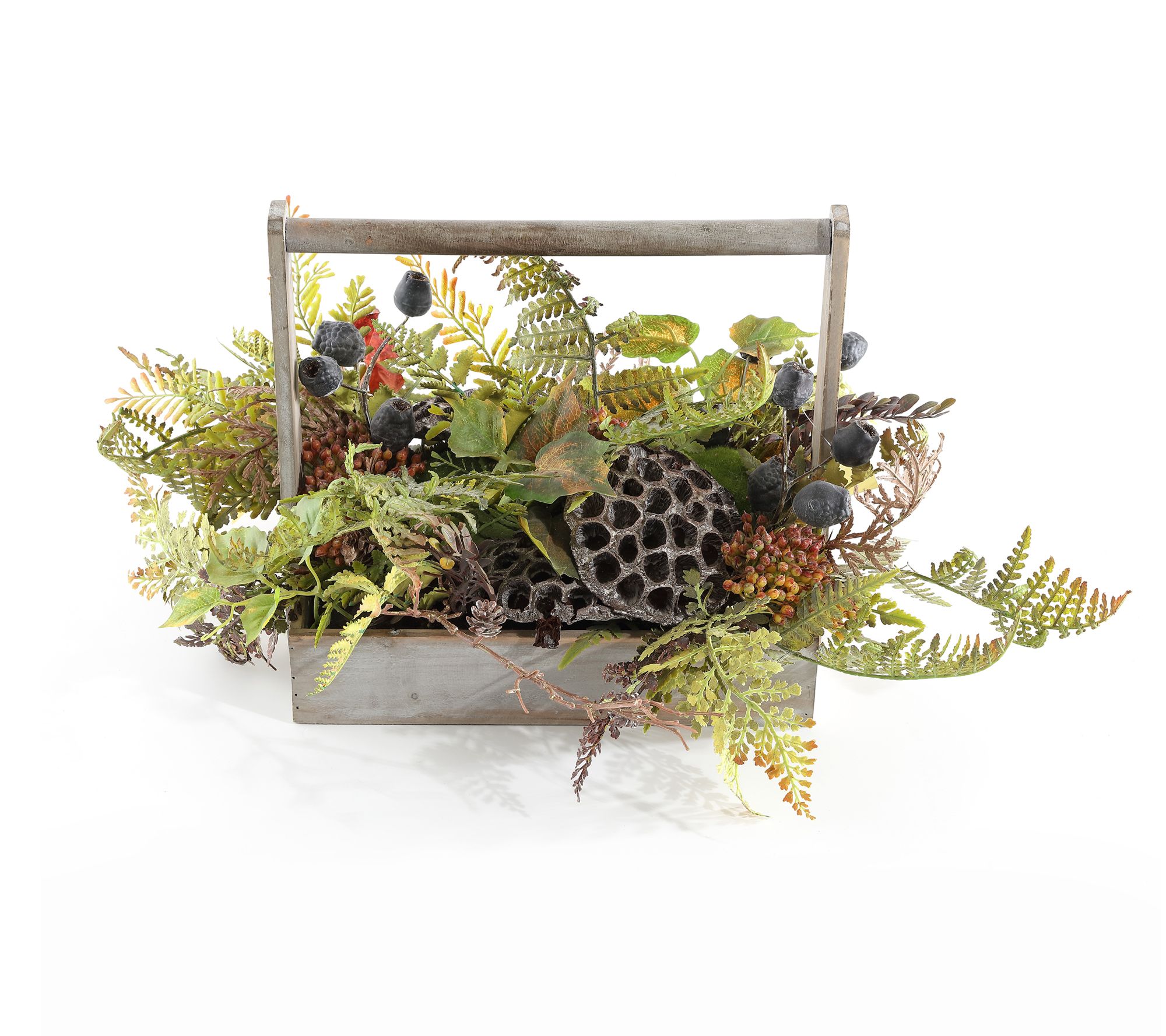 Safavieh Faux Lotus & Fern Wood Planter