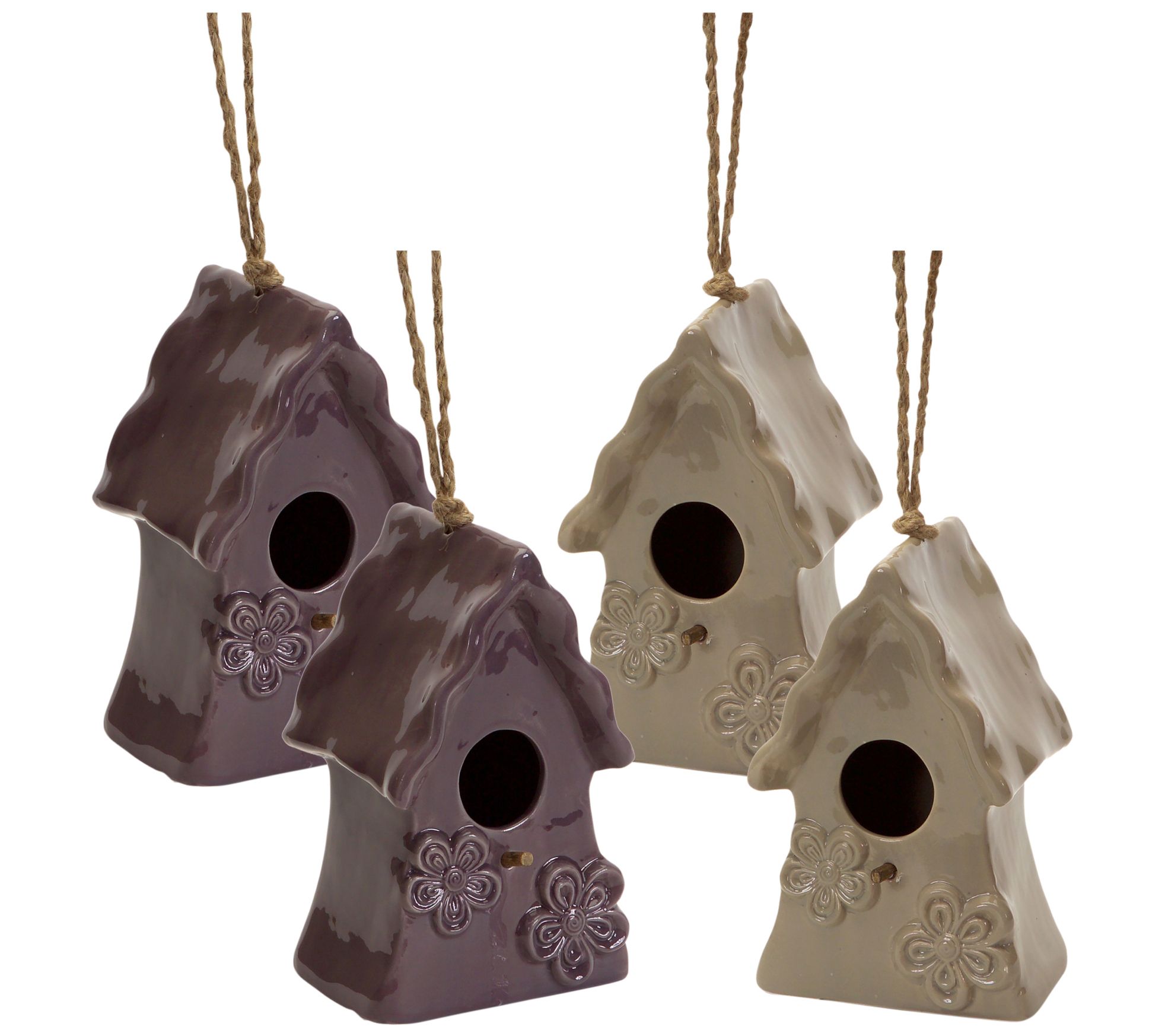 Melrose Ceramic Hanging Bird Houses (Set of 4)