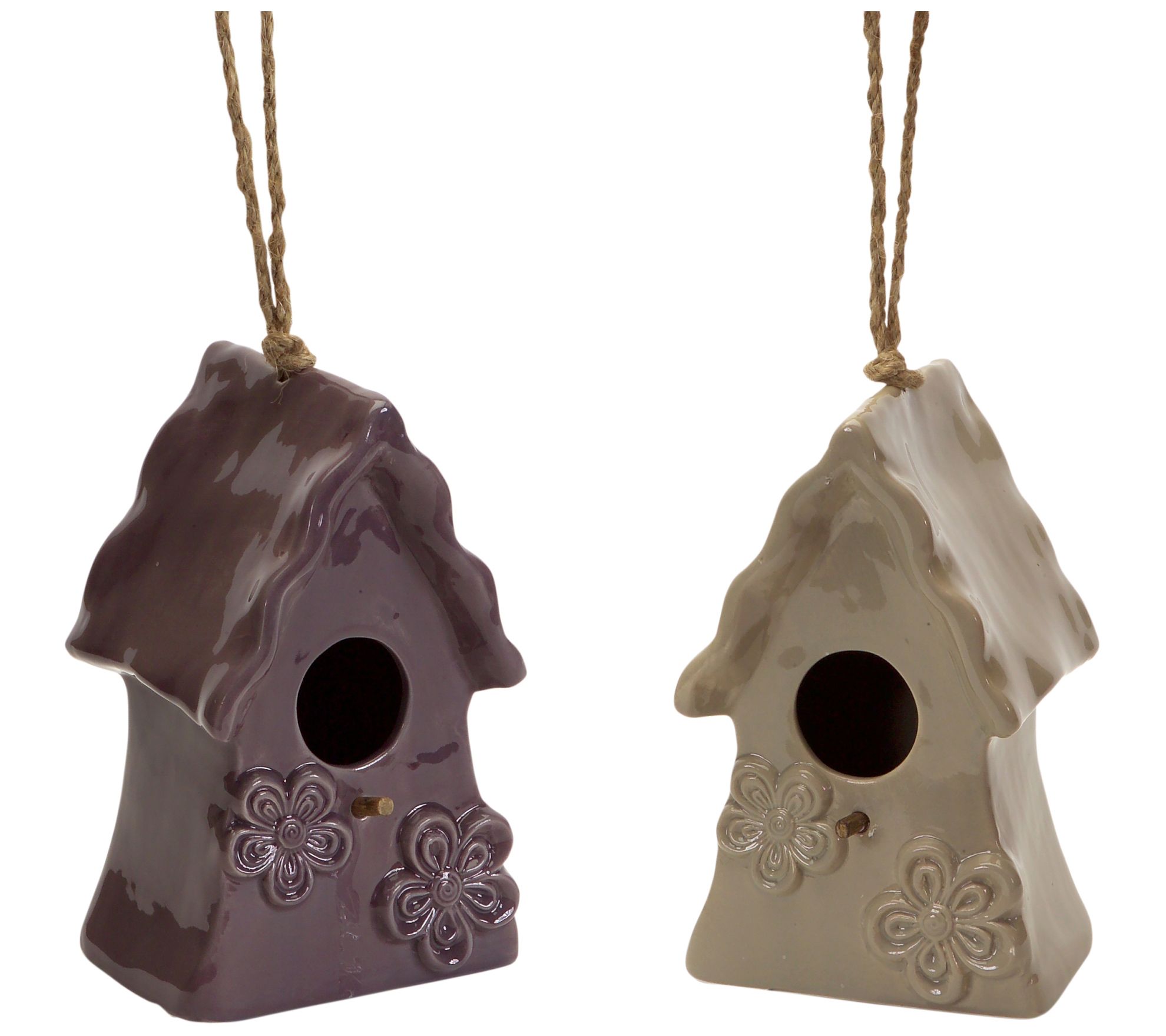 Melrose Ceramic Hanging Bird Houses (Set of 4)