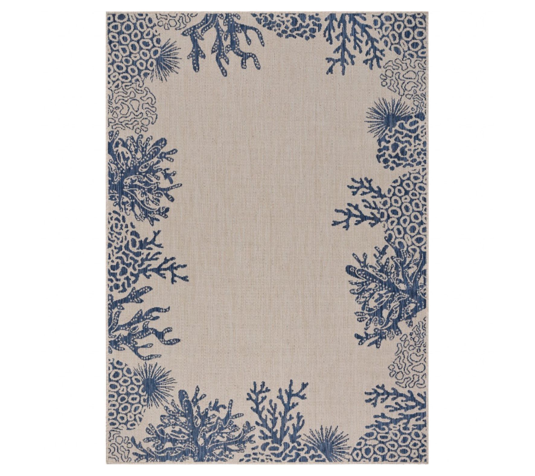 Homeroots 22x36 Reef Border Scatter Rug