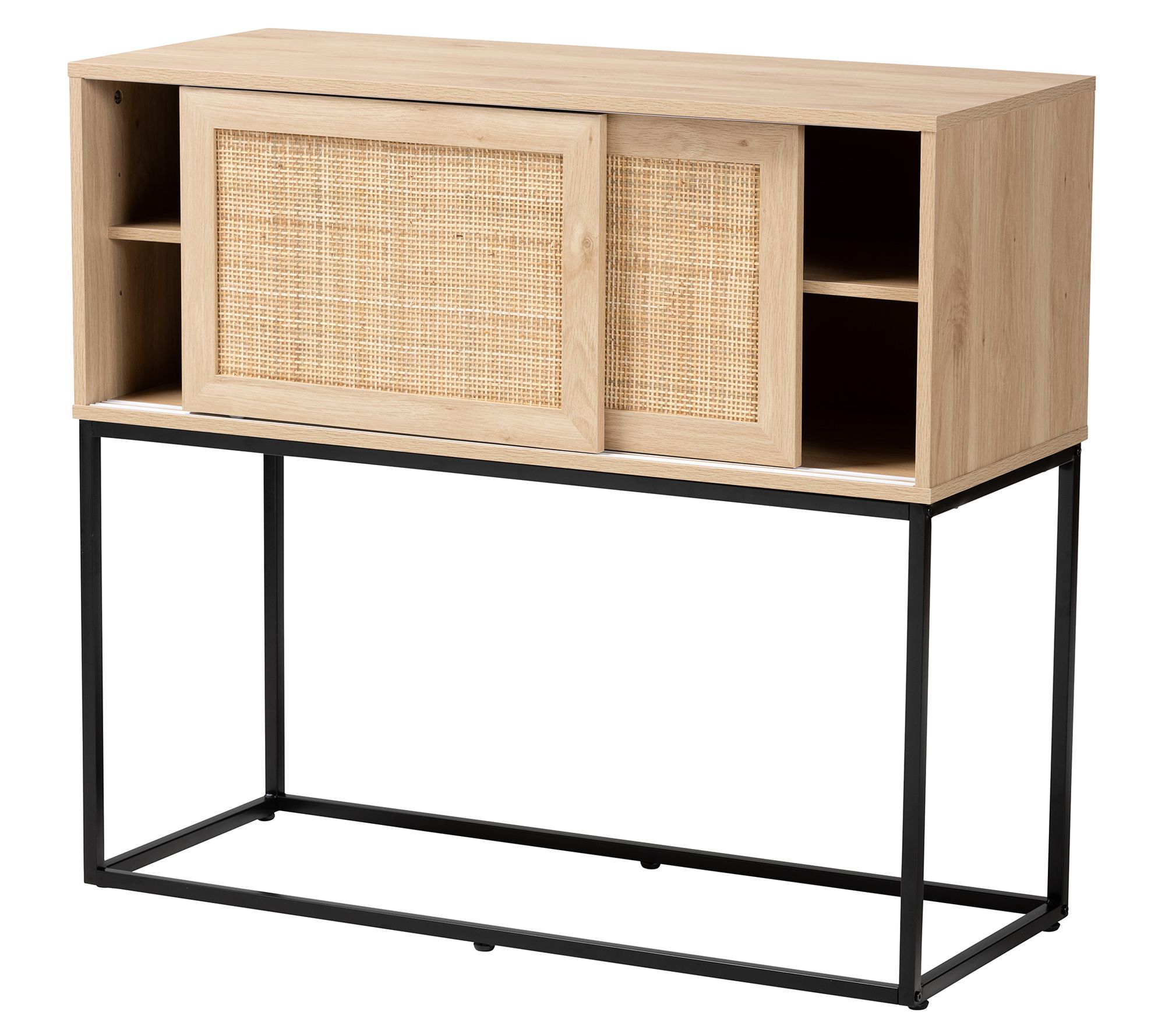 Amelia Wood and Natural Rattan Sideboard Buffet