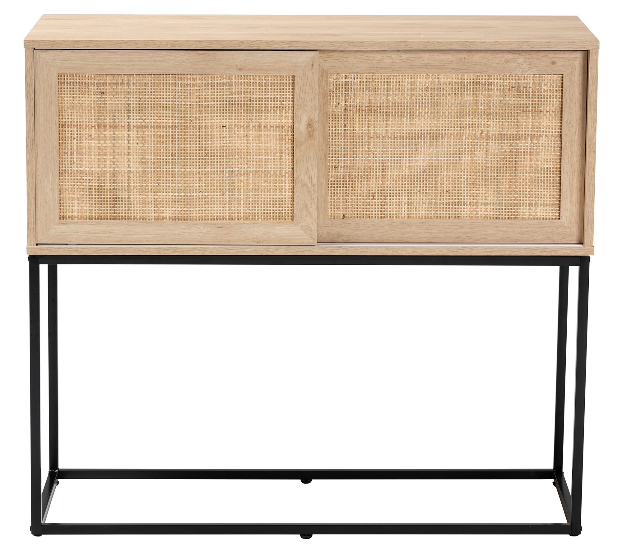 Amelia Wood and Natural Rattan Sideboard Buffet