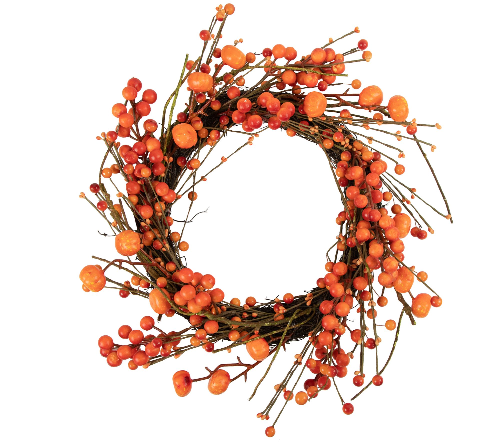 Northlight Berries w/Mini Pumpkins Fall Harvest  Wreath 20"