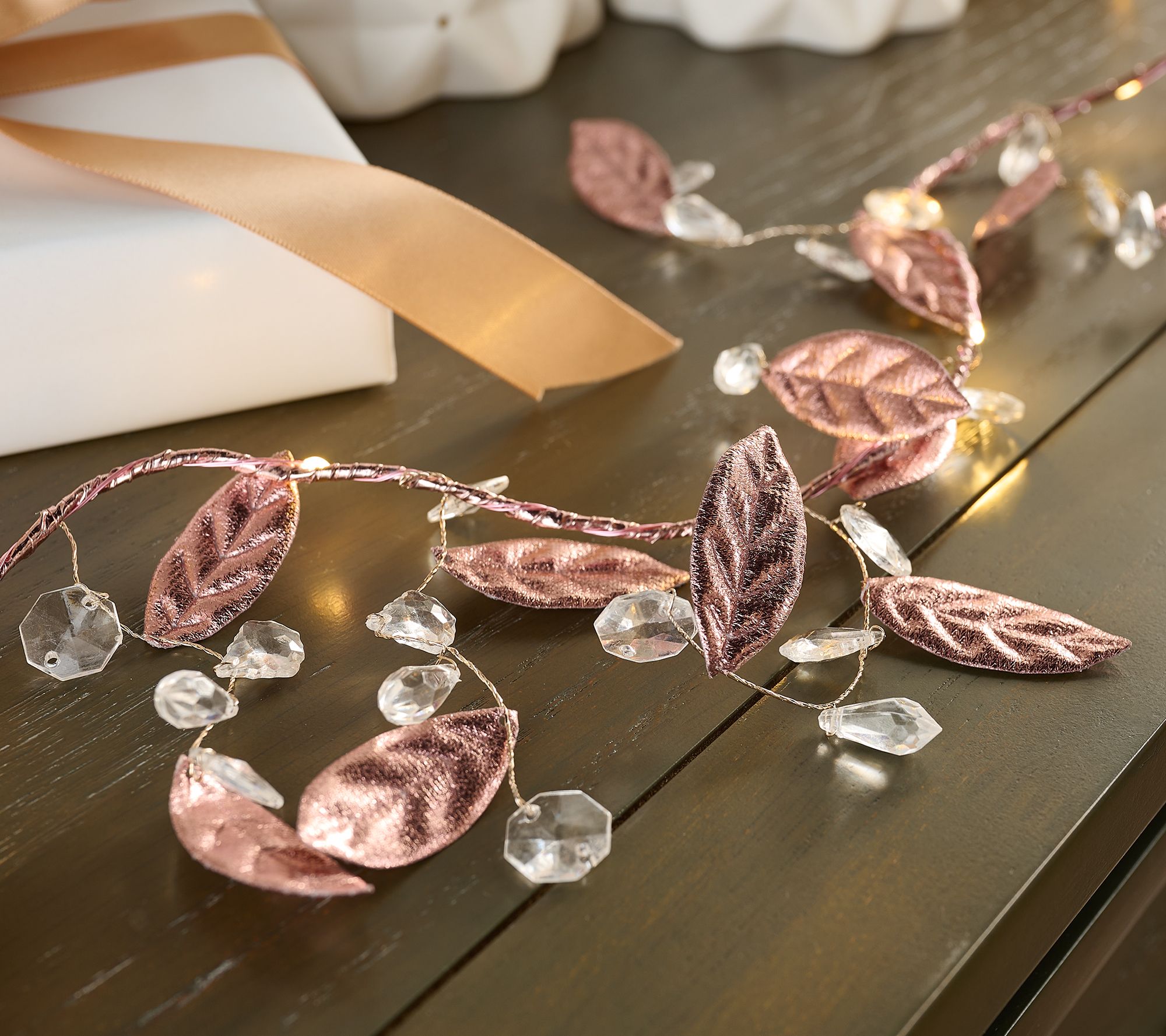 6' Decorative Crystal and Magnolia Light Strand by Kim Gravel