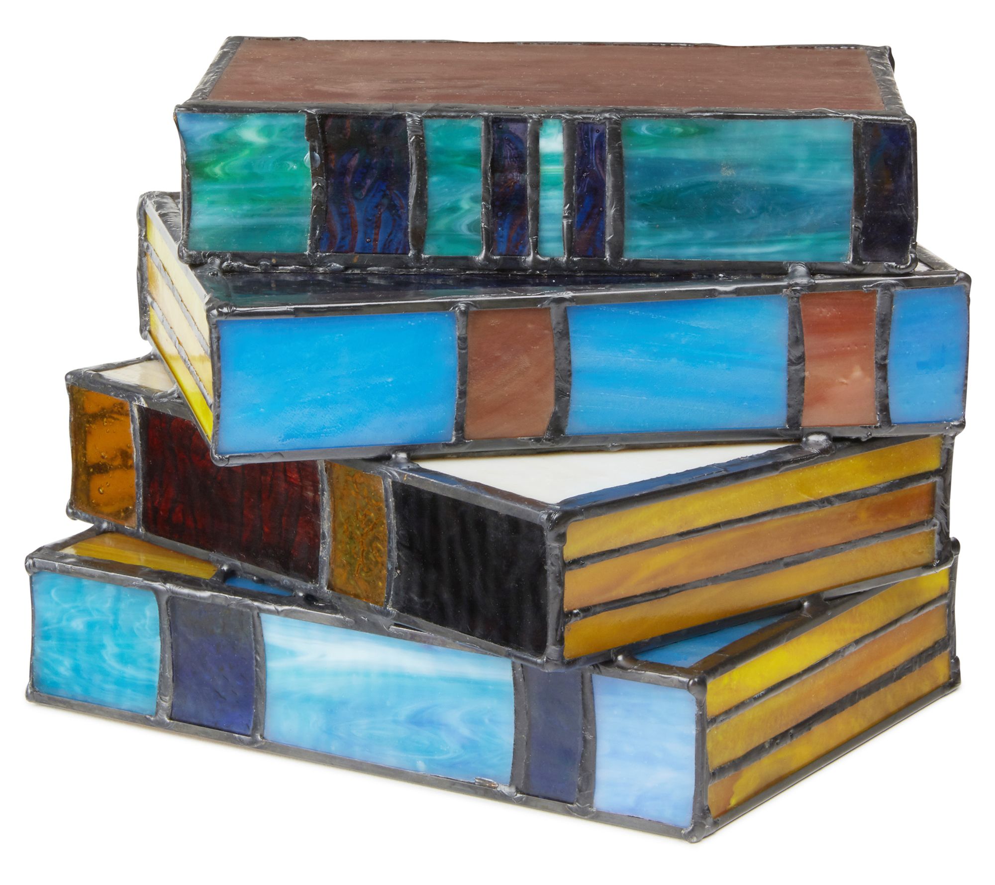 River of Goods 5.75" H Book Stack Stained GlassAccent Lamp