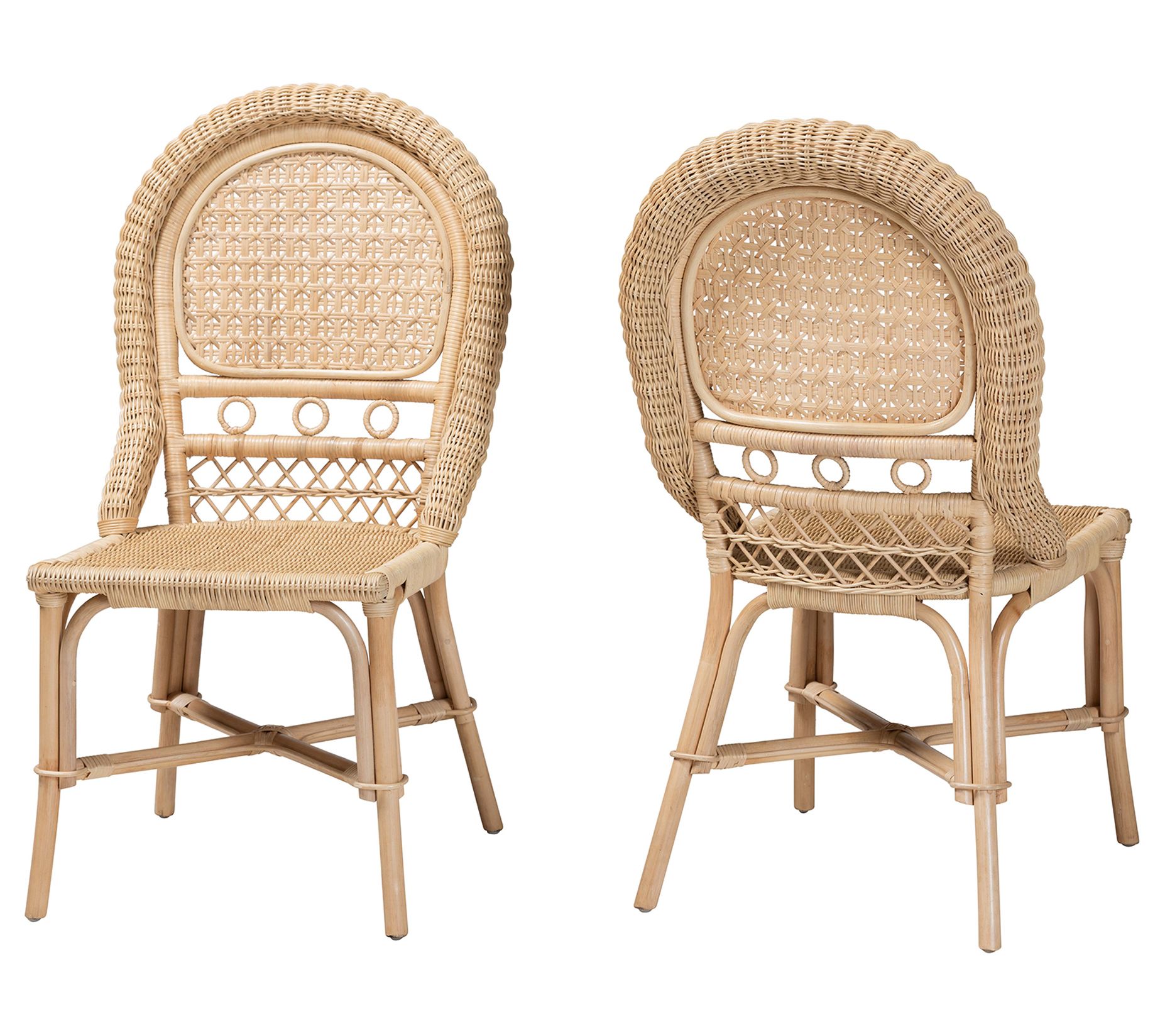 bali & pari Jel ita Natural Bro wn Rattan Dinin g Chair Set of