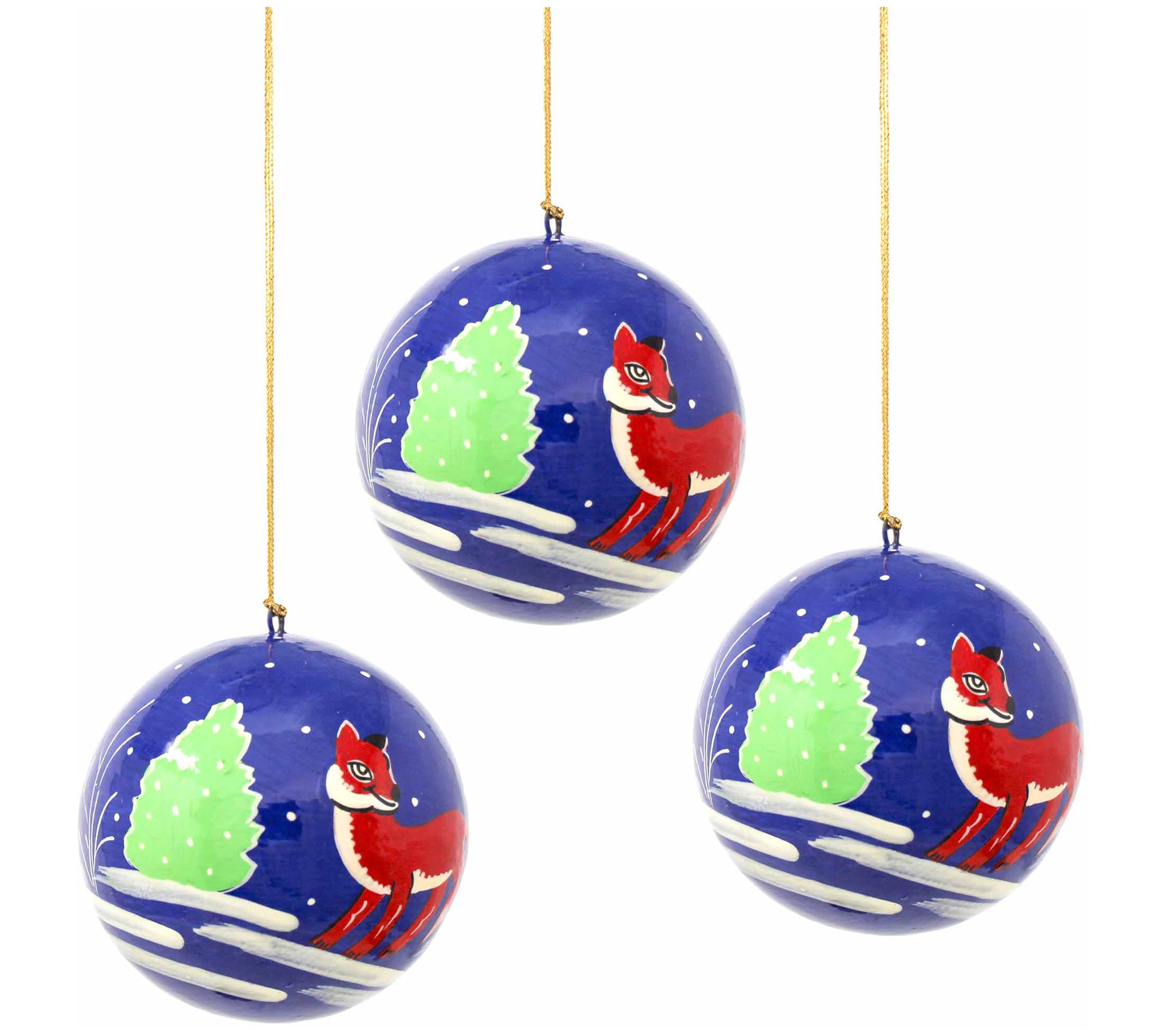 Global Crafts S/3 Hand-painted Animal Ornaments