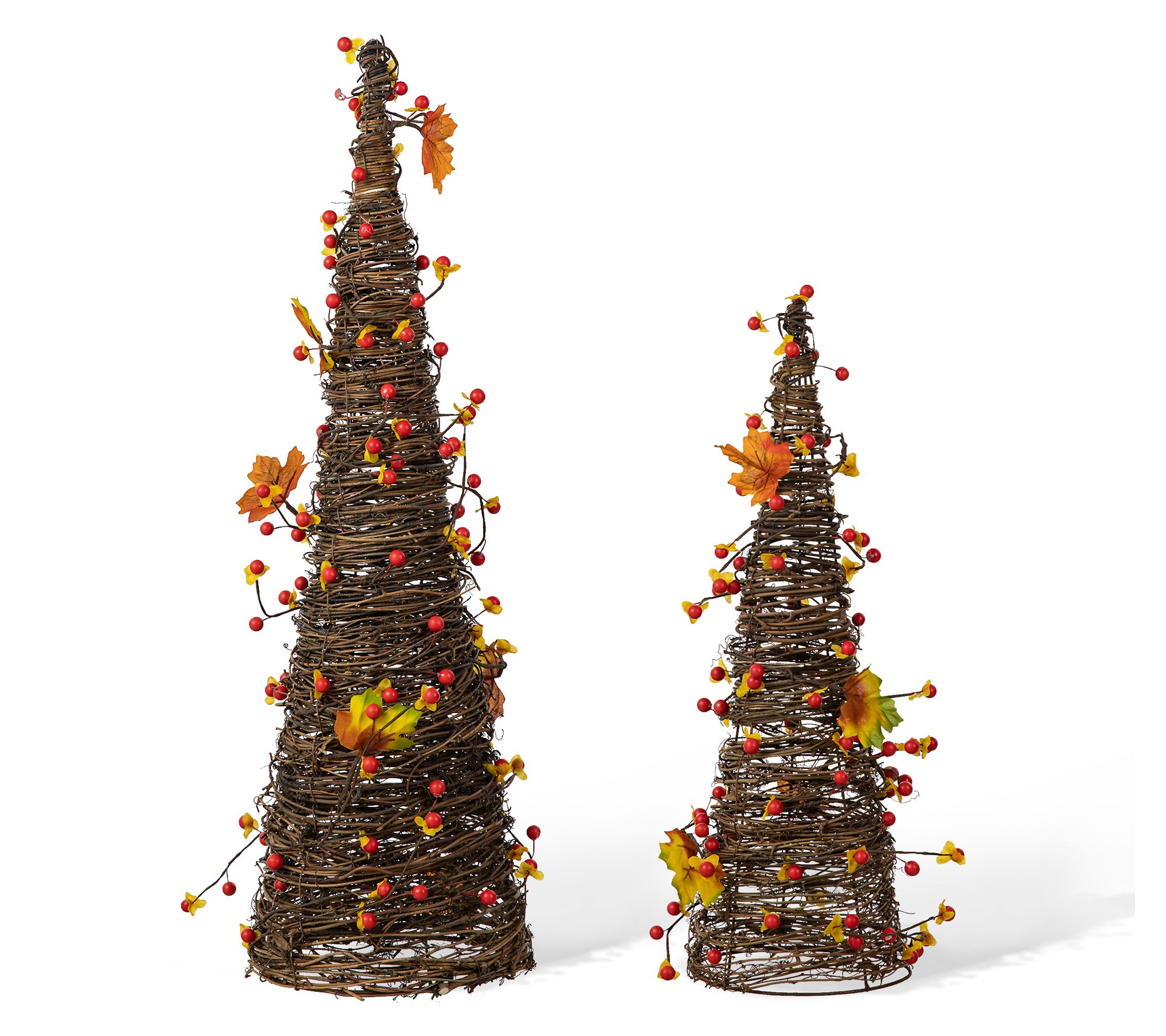 Glitzhome 24"H S/2 Fall Berries and Maple Leaves Table Tree