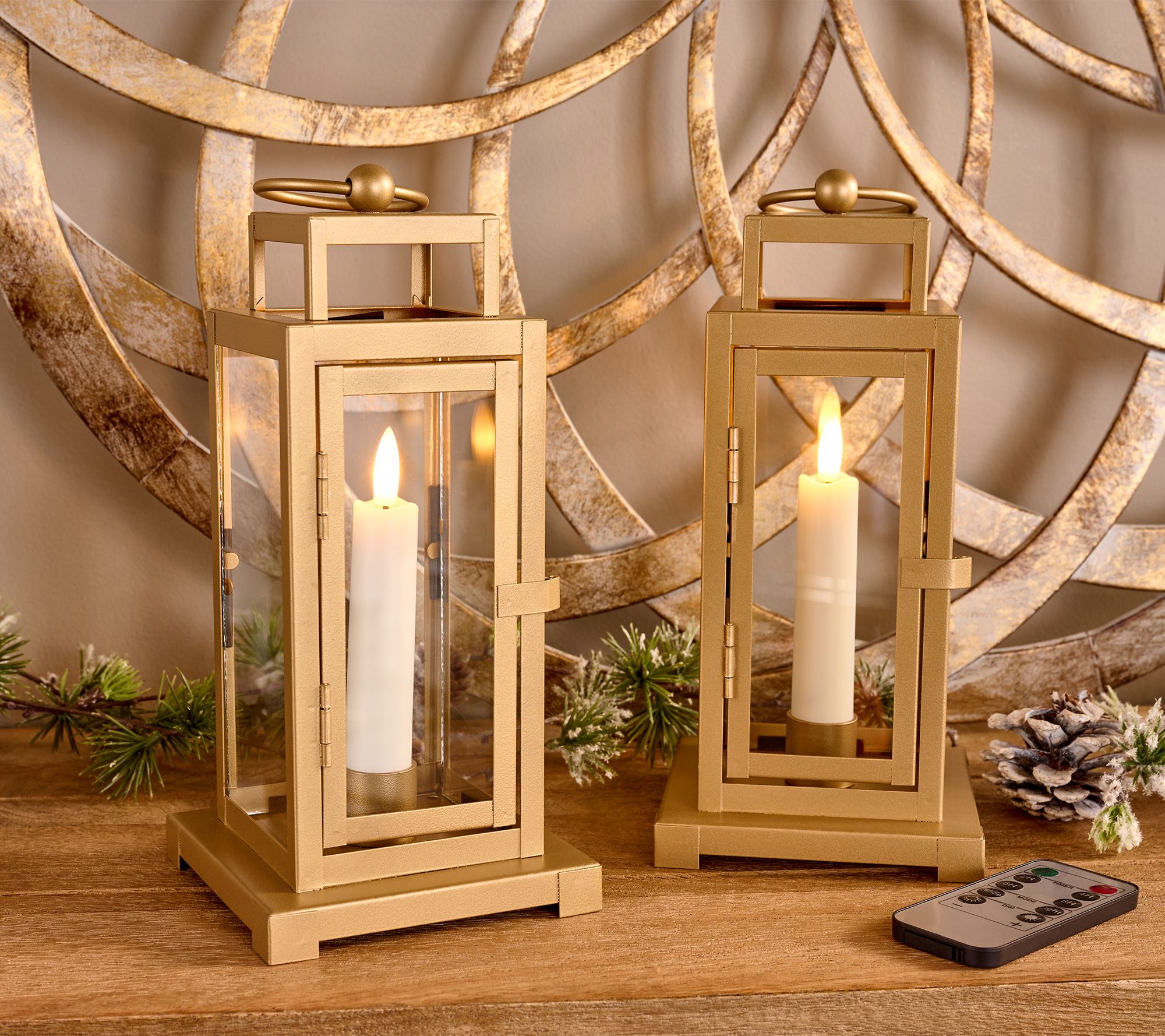 "As Is" Home Reflections Indoor/Outdoor Set of (2) 9" Taper Lanterns