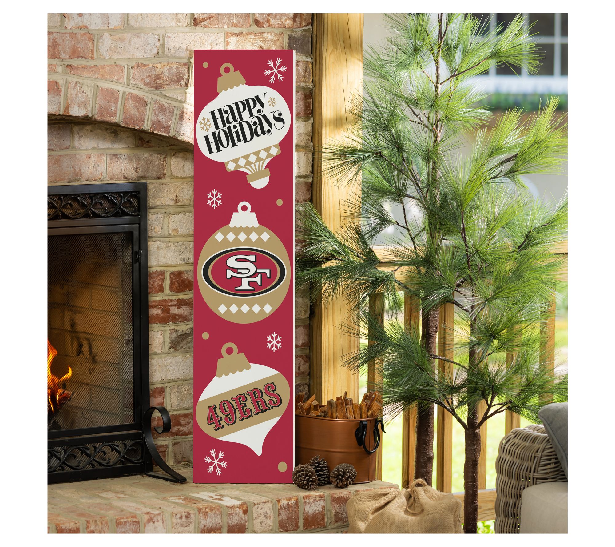 Evergreen NFL 47" Wood Double Sided Christmas Leaner Sign