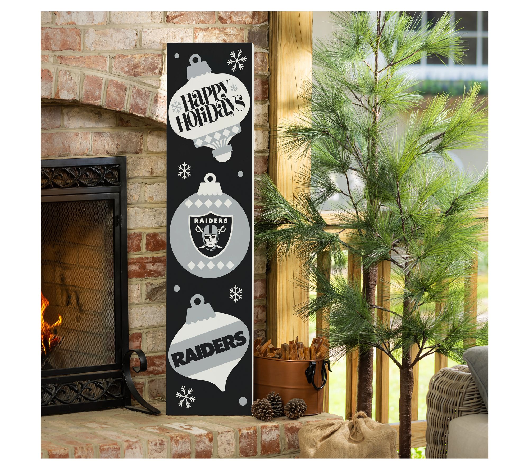 Evergreen NFL 47" Wood Double Sided Christmas Leaner Sign