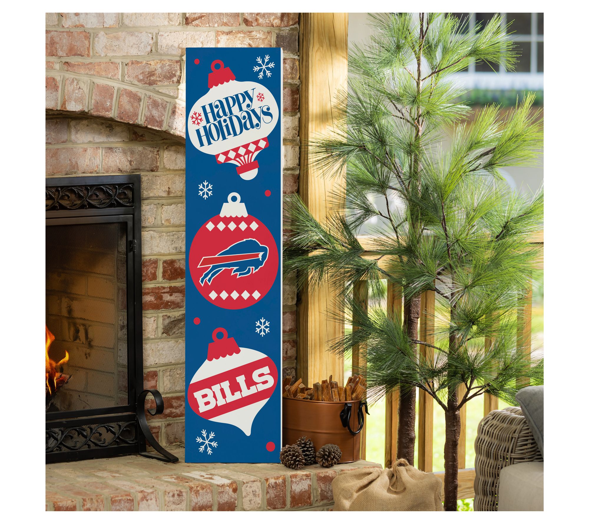 Evergreen NFL 47" Wood Double Sided Christmas Leaner Sign