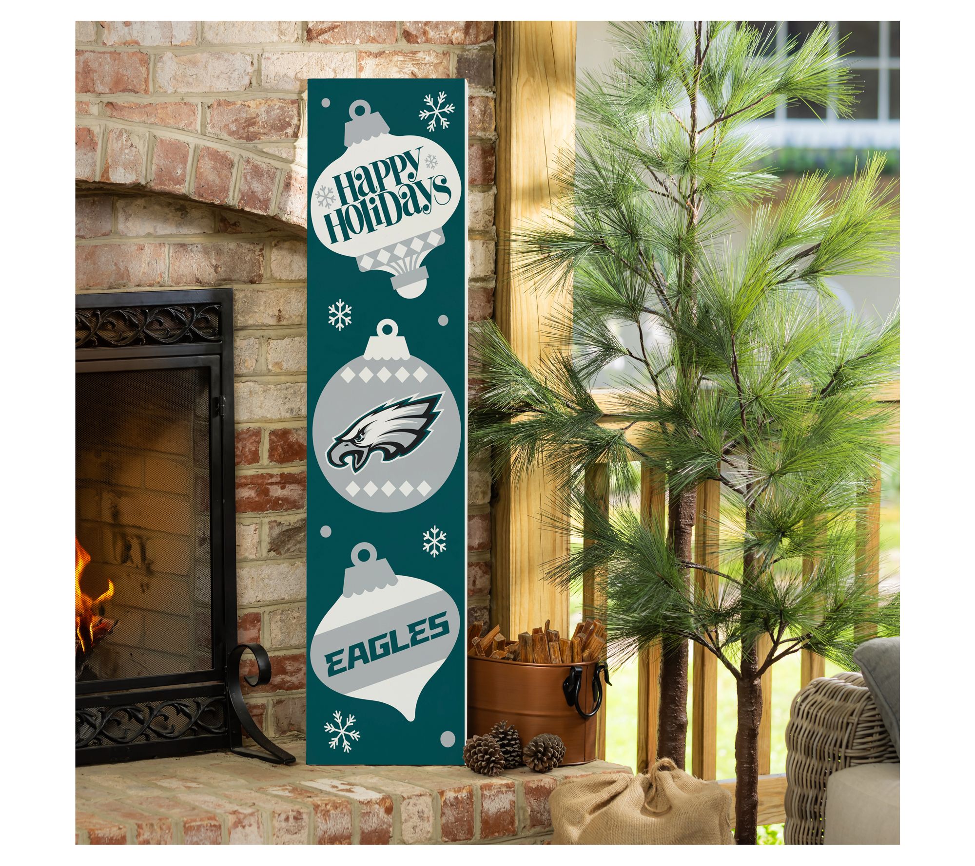 Evergreen NFL 47" Wood Double Sided Christmas Leaner Sign