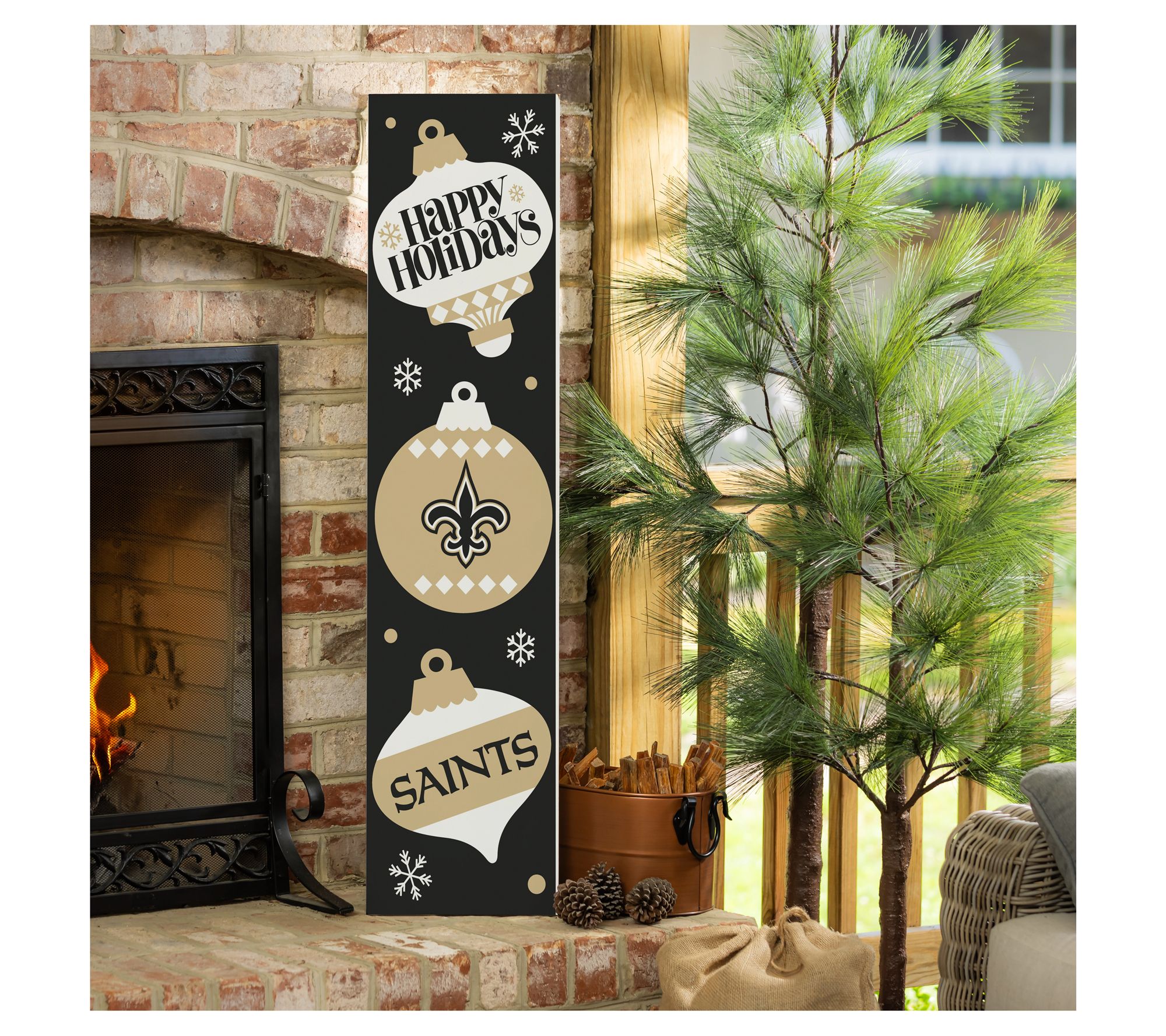 Evergreen NFL 47" Wood Double Sided Christmas Leaner Sign