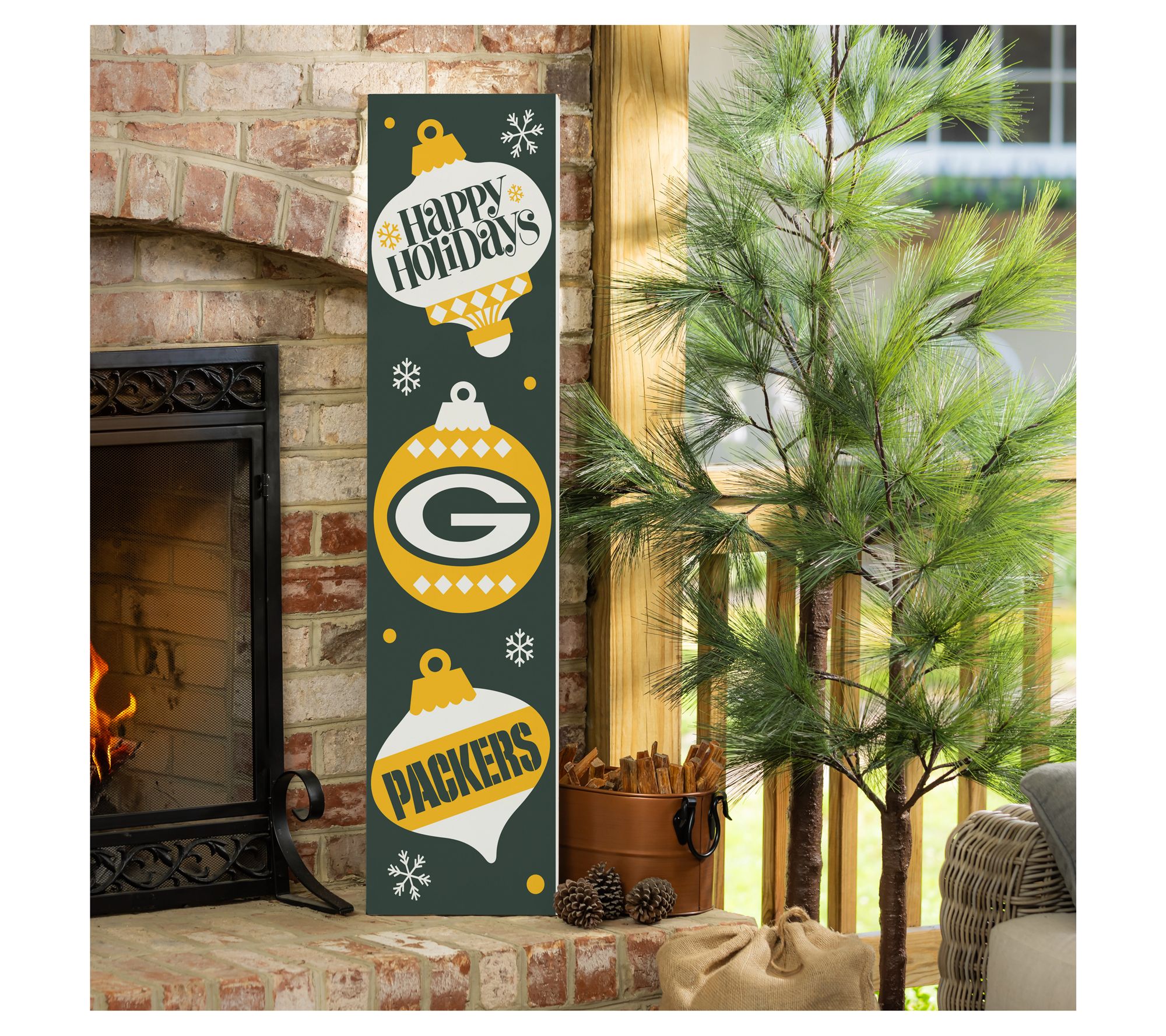 Evergreen NFL 4 7" Wood Double Sided Christmas Leaner Sign