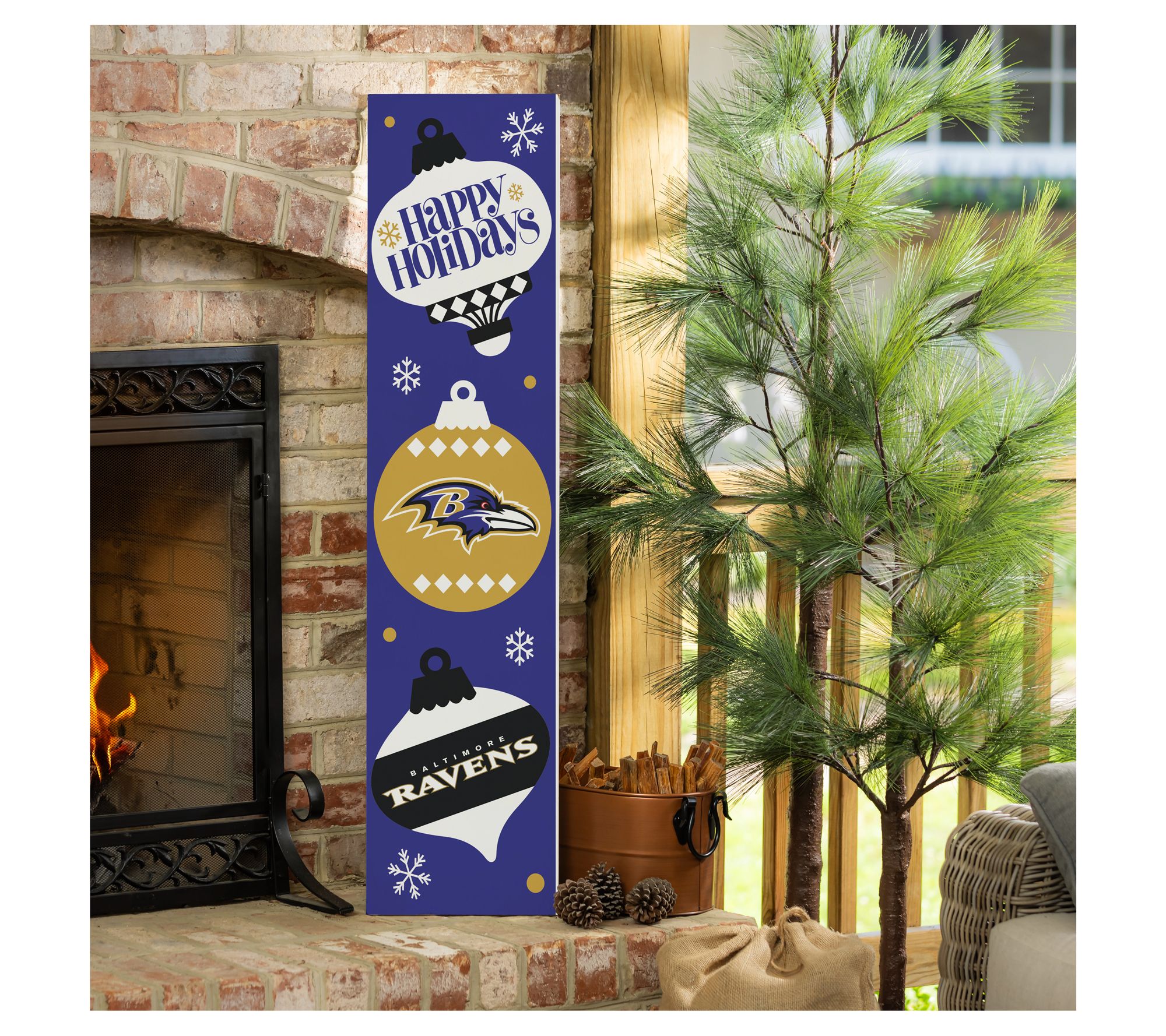 Evergreen NFL 47" Wood Double Sided Christmas Leaner Sign
