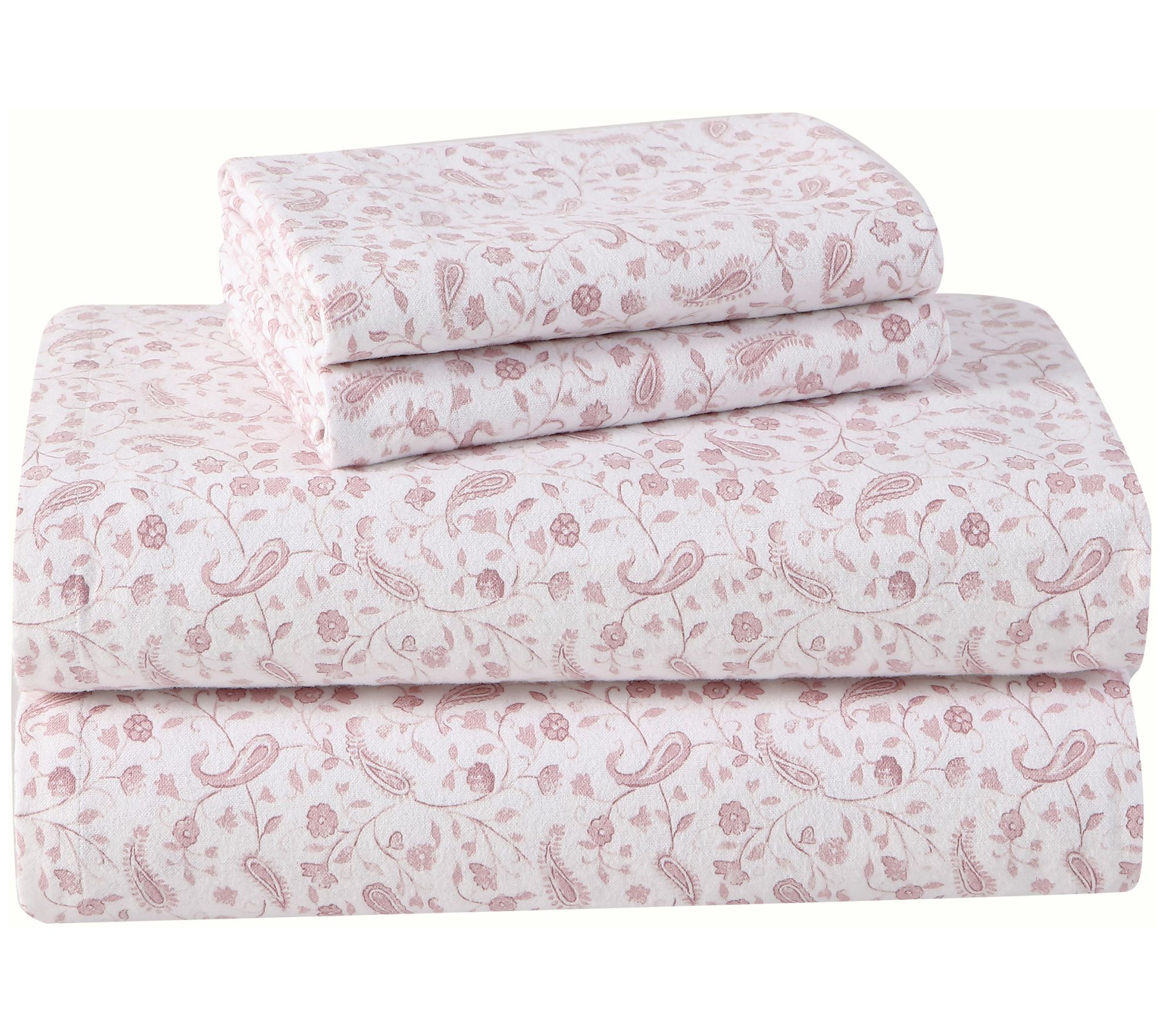 Laura Ashley Paisley Prance Pink Twin Flannel Sheet Set