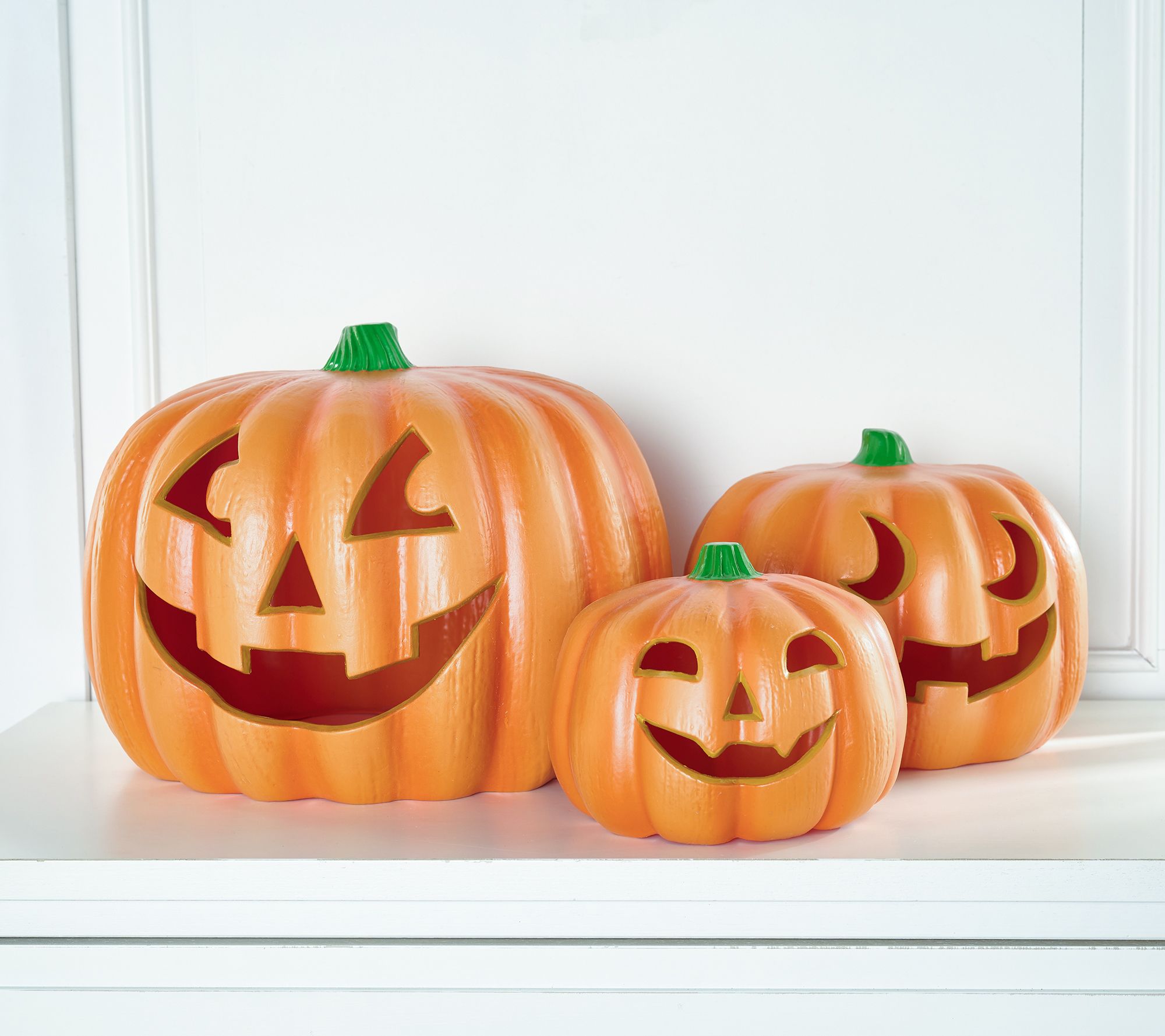 Hay & Harvest Set of 3 Nestable Stackable Pumpkins - QVC.com