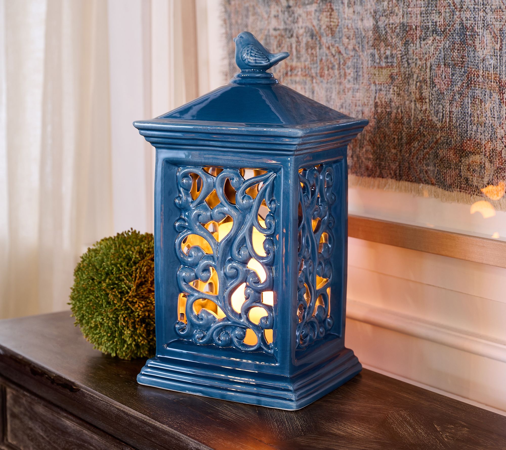 "As Is" 14.5" Indoor/Outdoor Flickering Flame Ceramic Lantern Valerie