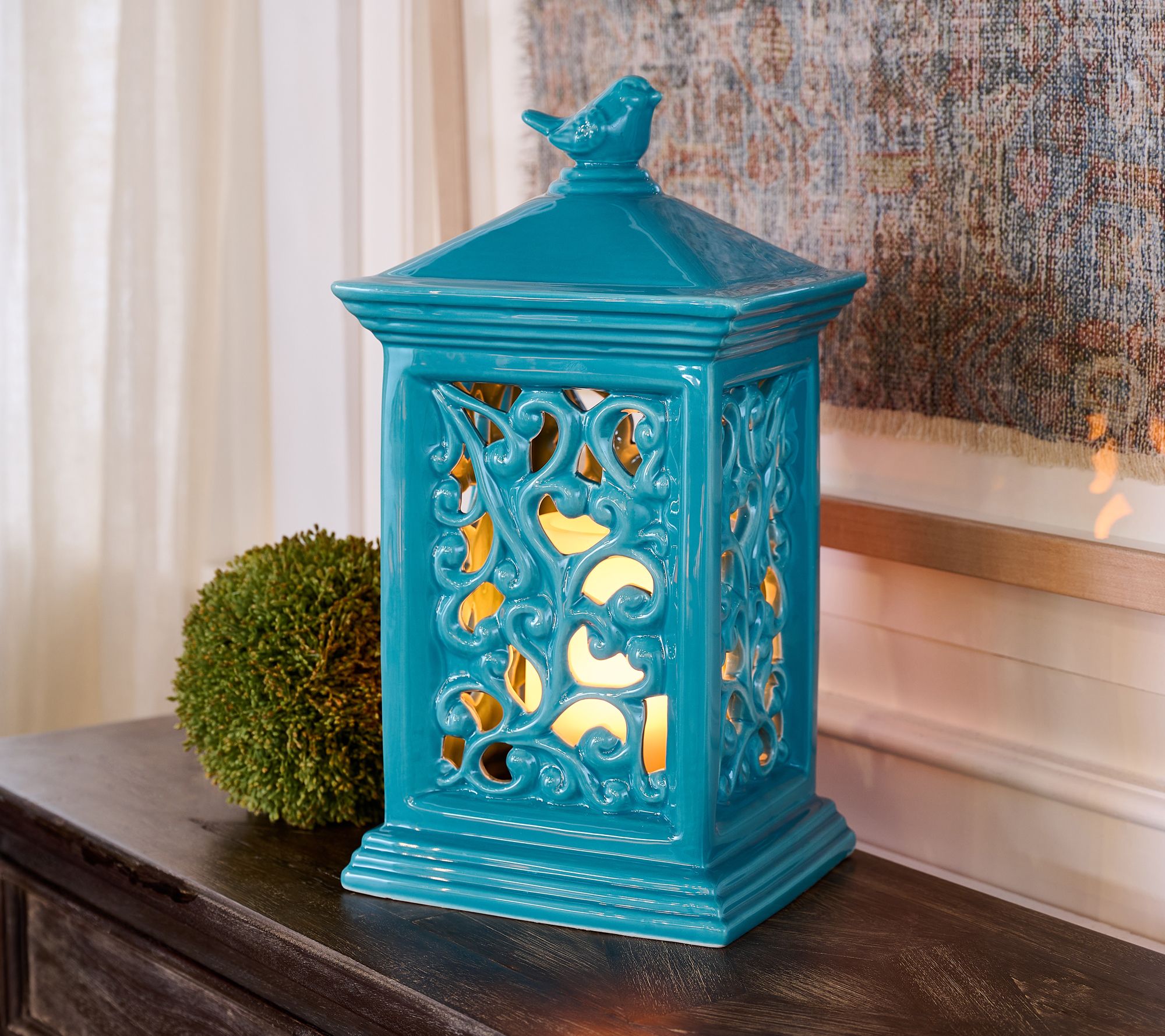 "As Is" 14.5" Indoor/Outdoor Flickering Flame Ceramic Lantern Valerie