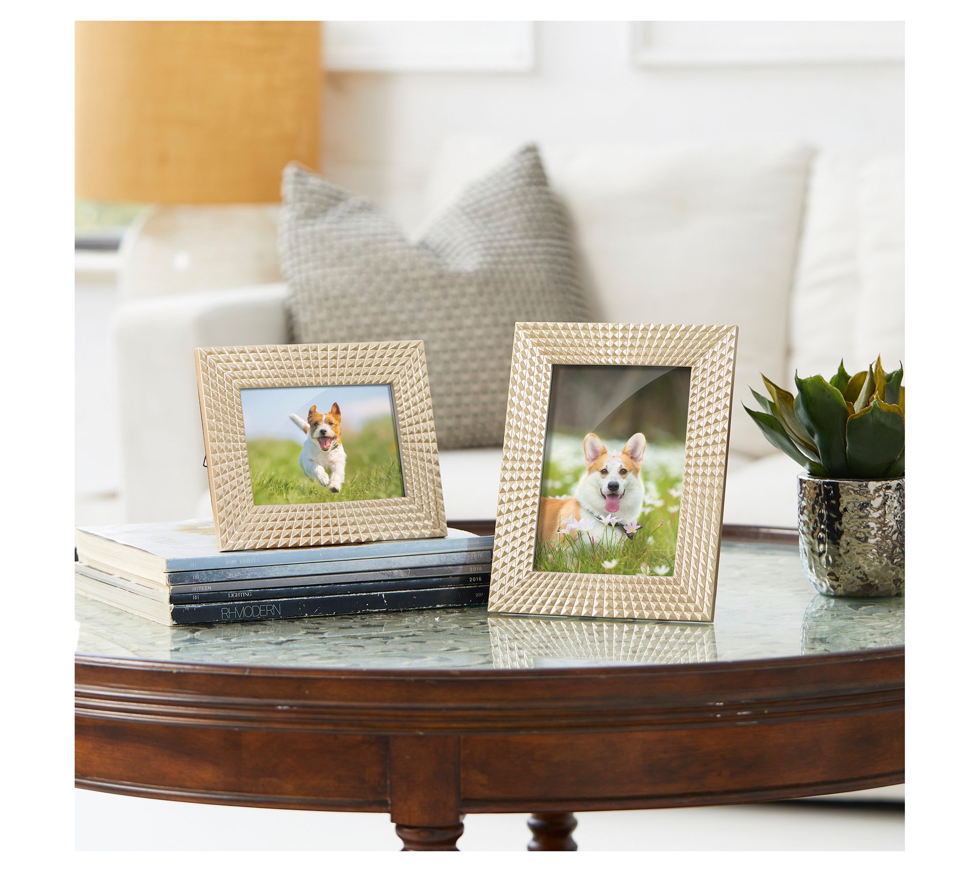Glitzhome Modern Gold Resin Tabletop Picture Frames Set of 2