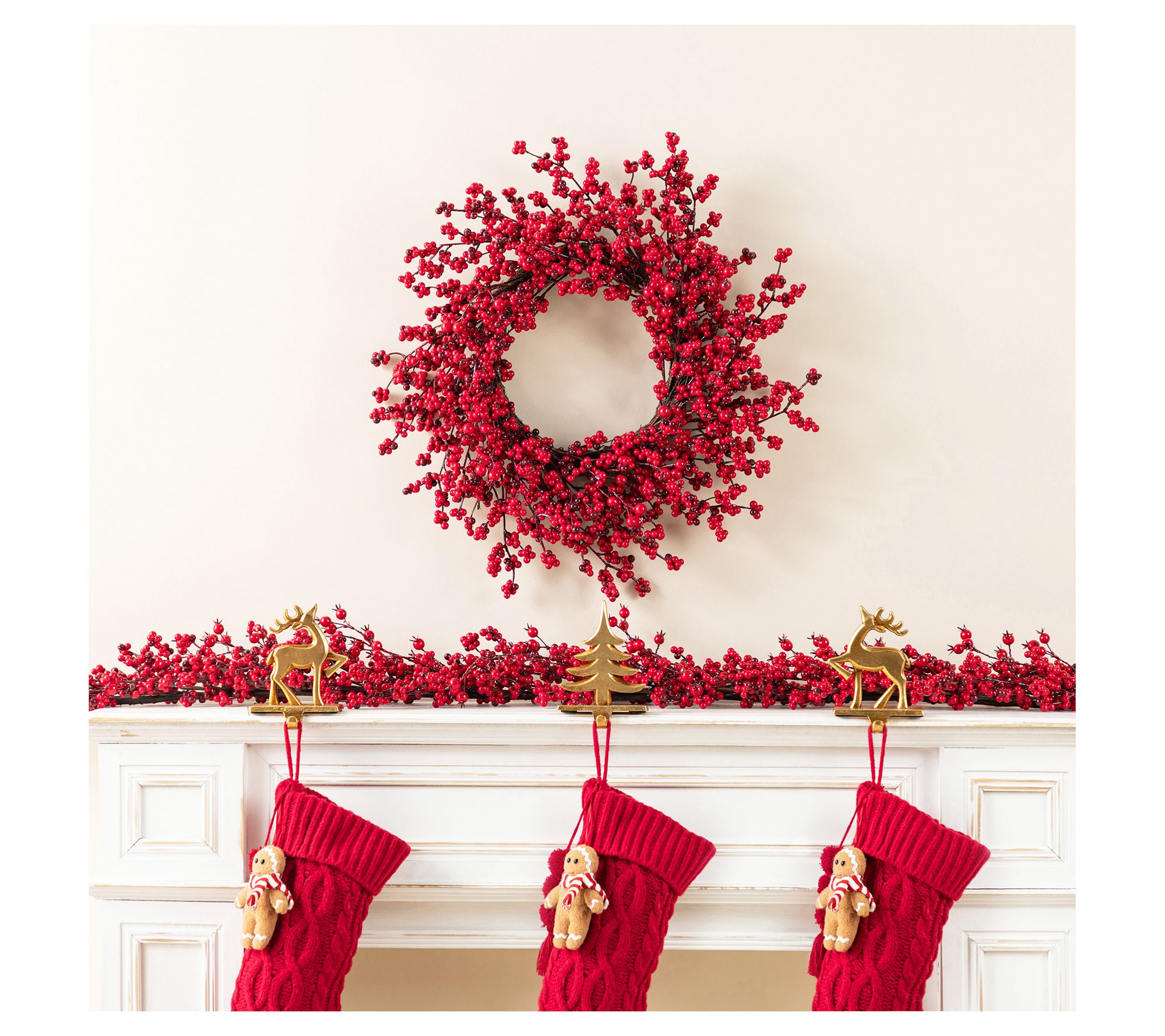 Glitzhome 25"D Christmas Red Berries Wreath