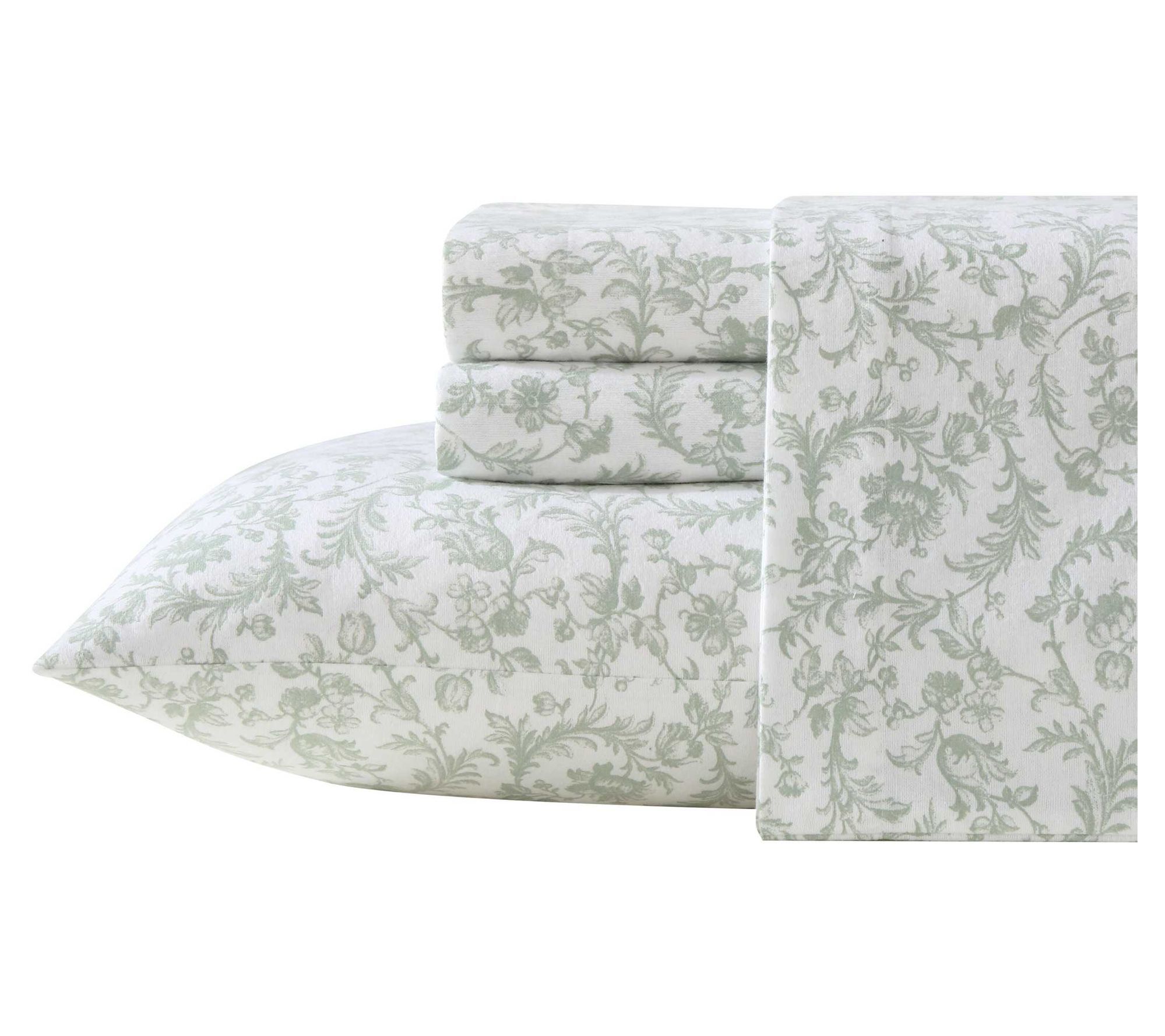 Laura Ashley Brinna Hemlock Green Flannel FullSheet Set