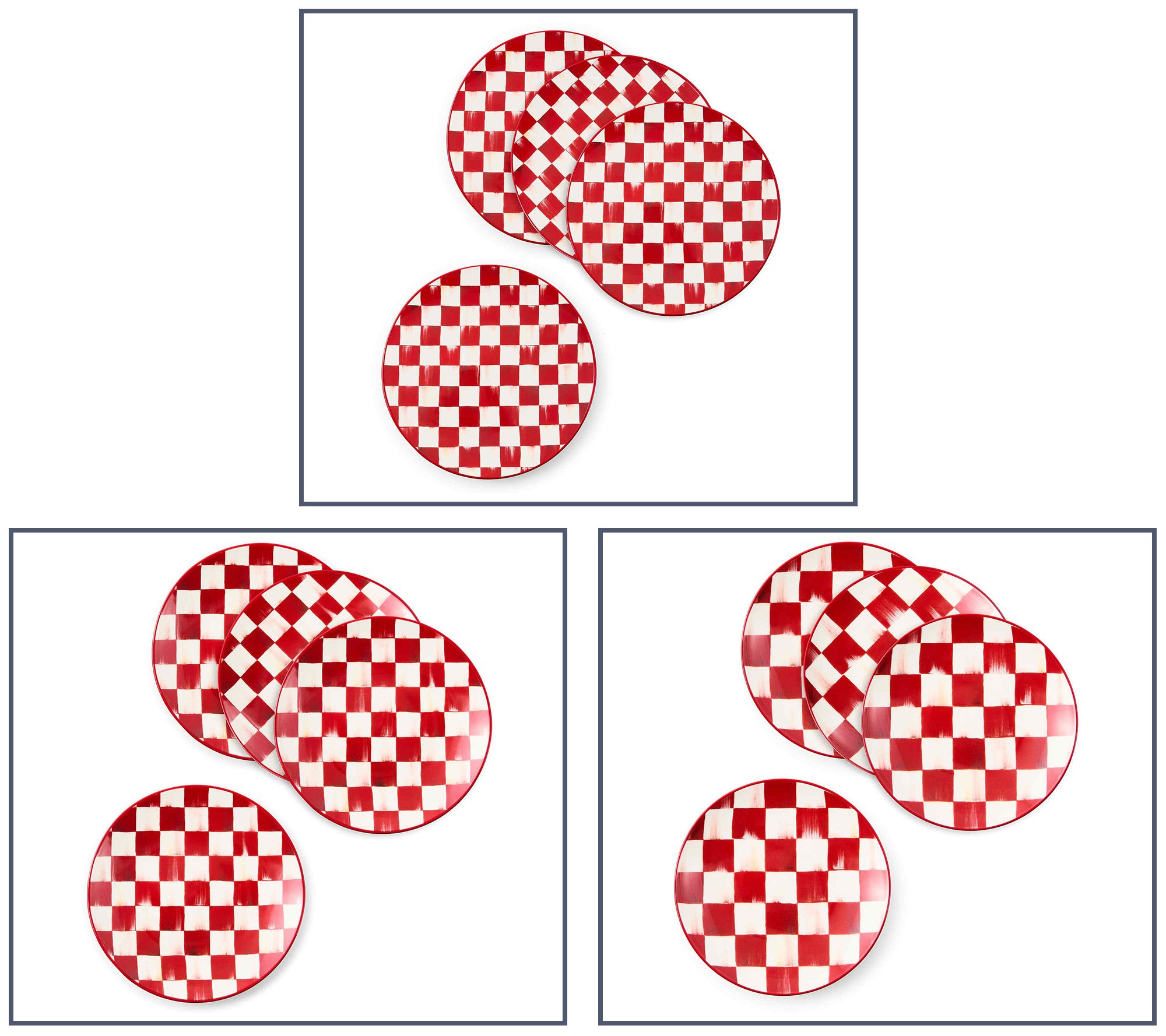 MacKenzie- Childs Set of 4 Cherry Check Plates