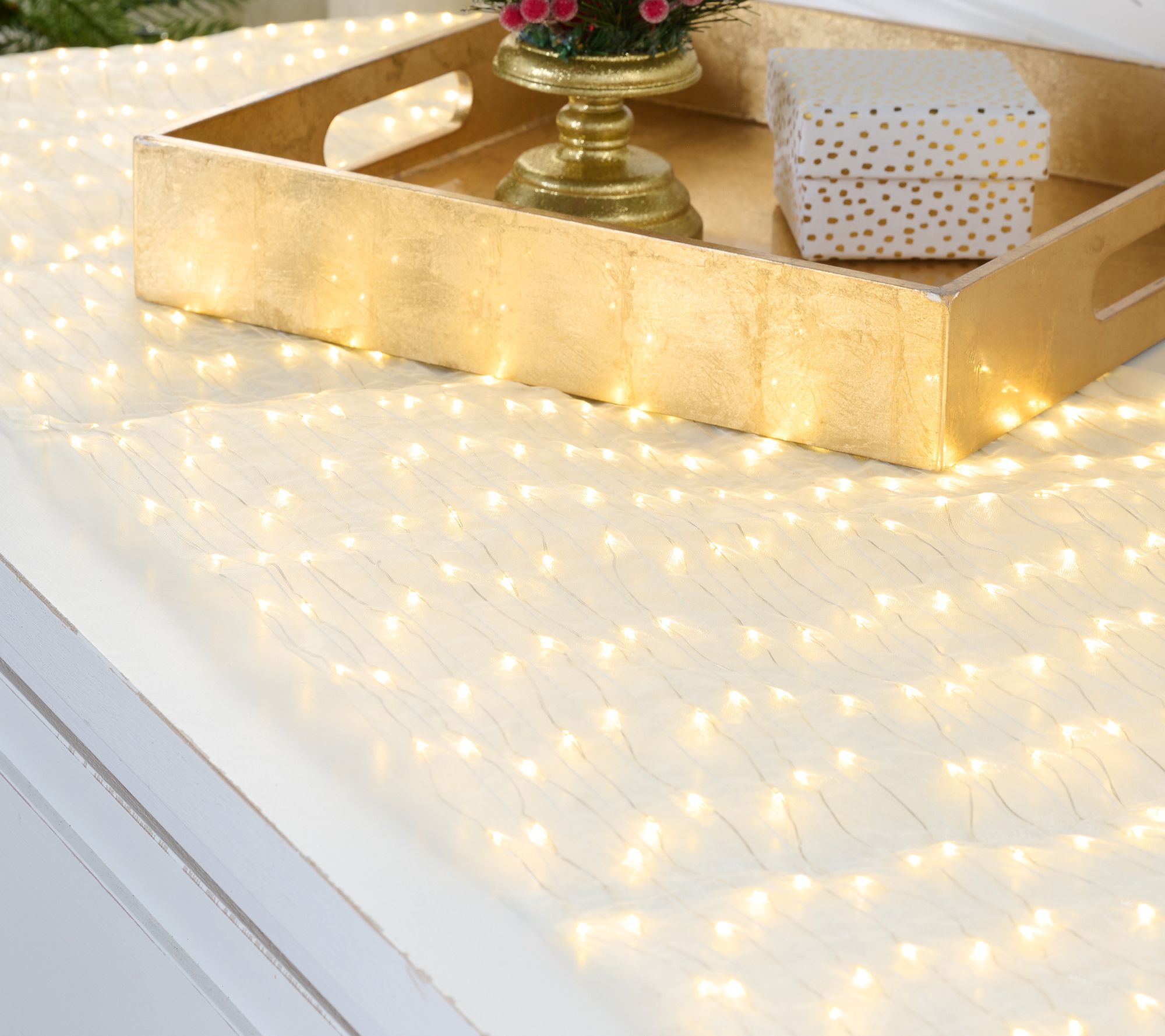 "As Is" 5' Illuminated Celestial Sheer Fabric Garland Runner Valerie