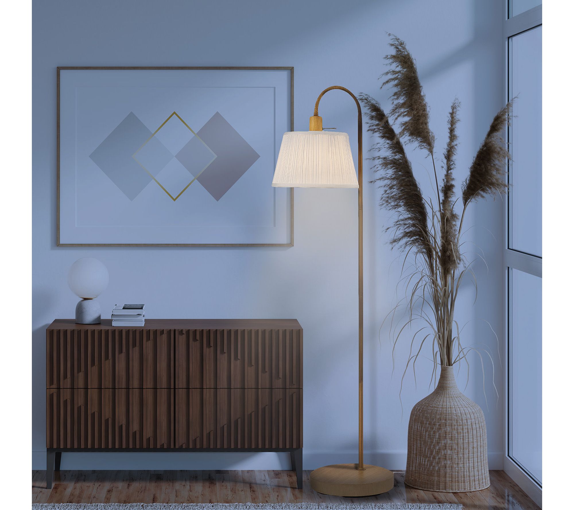 Globe Electric Maris 68" Light Faux Wood FloorLamp