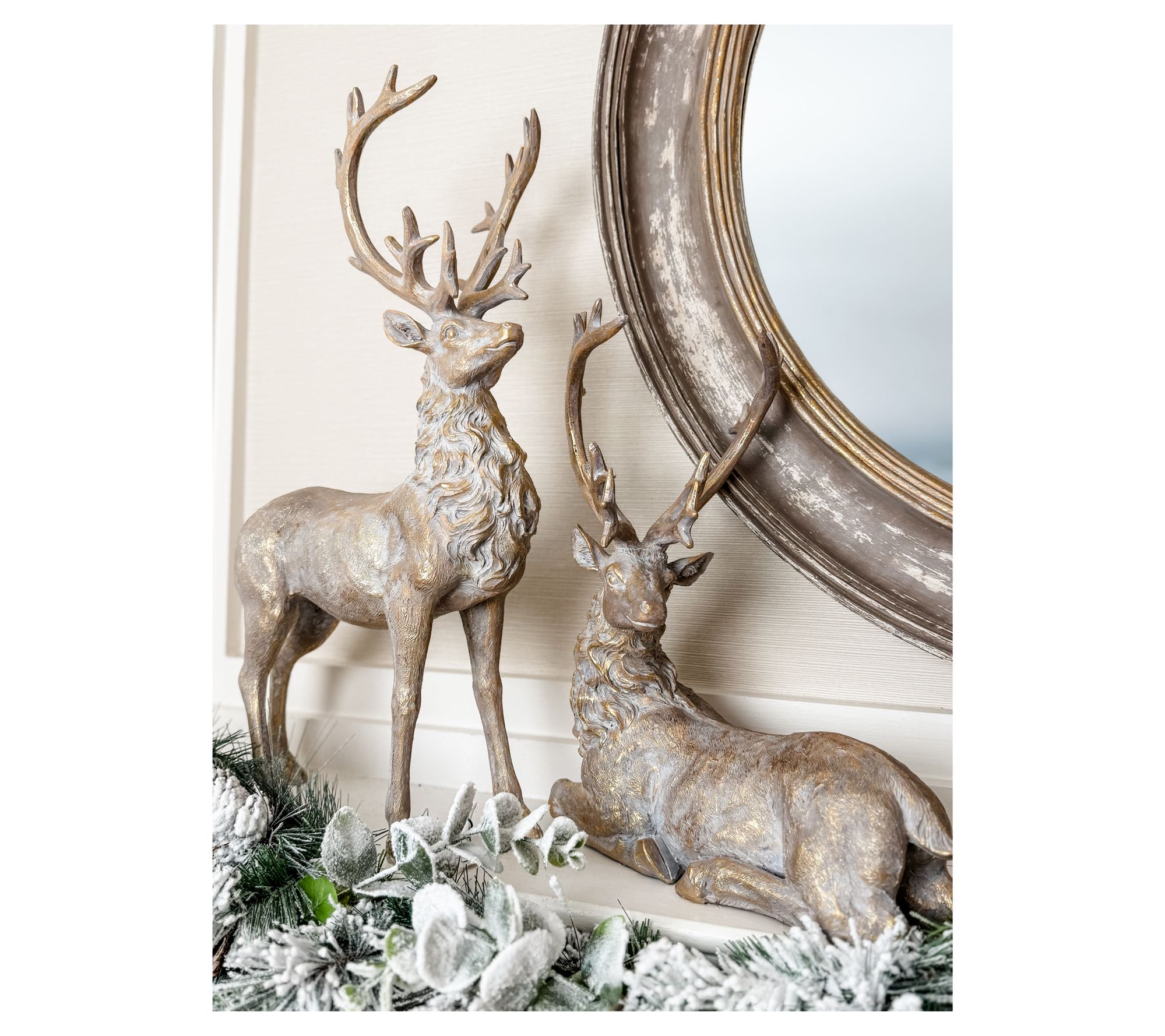 "As Is" Simply Stunning Set of 2 Antique Winter Reindeer