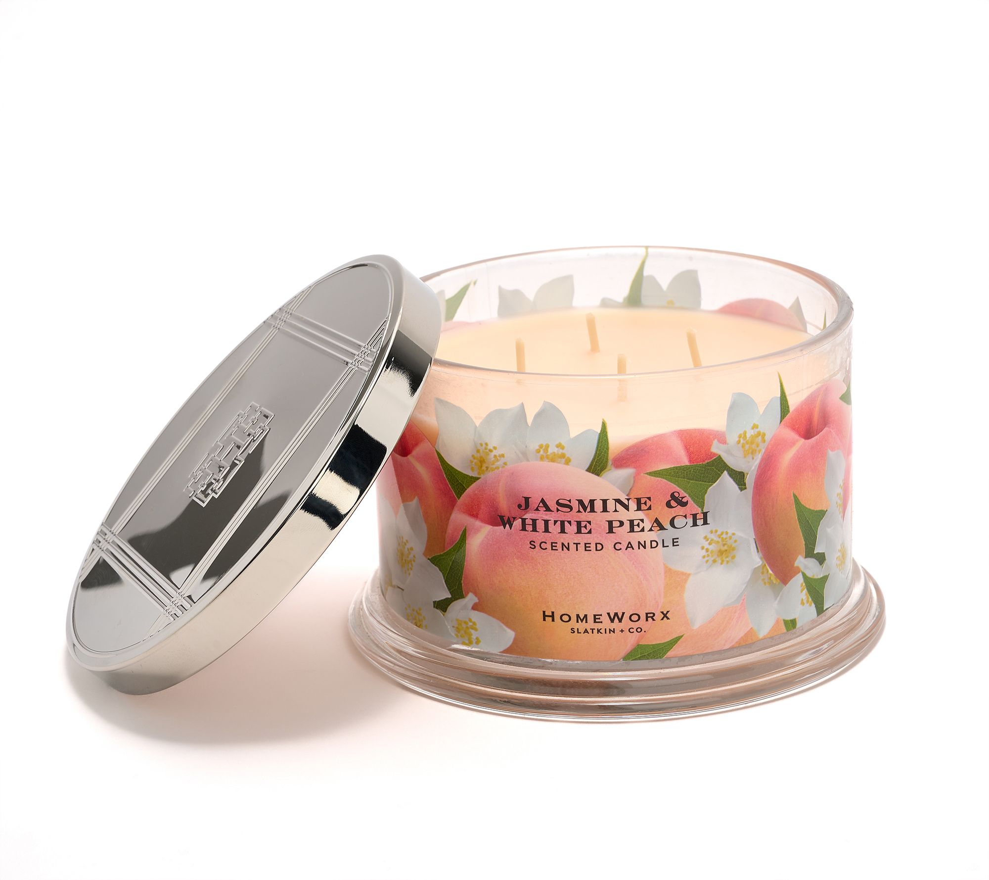 HomeWorx by Slatkin + Co. 18oz Jasmine & White Peach Candle